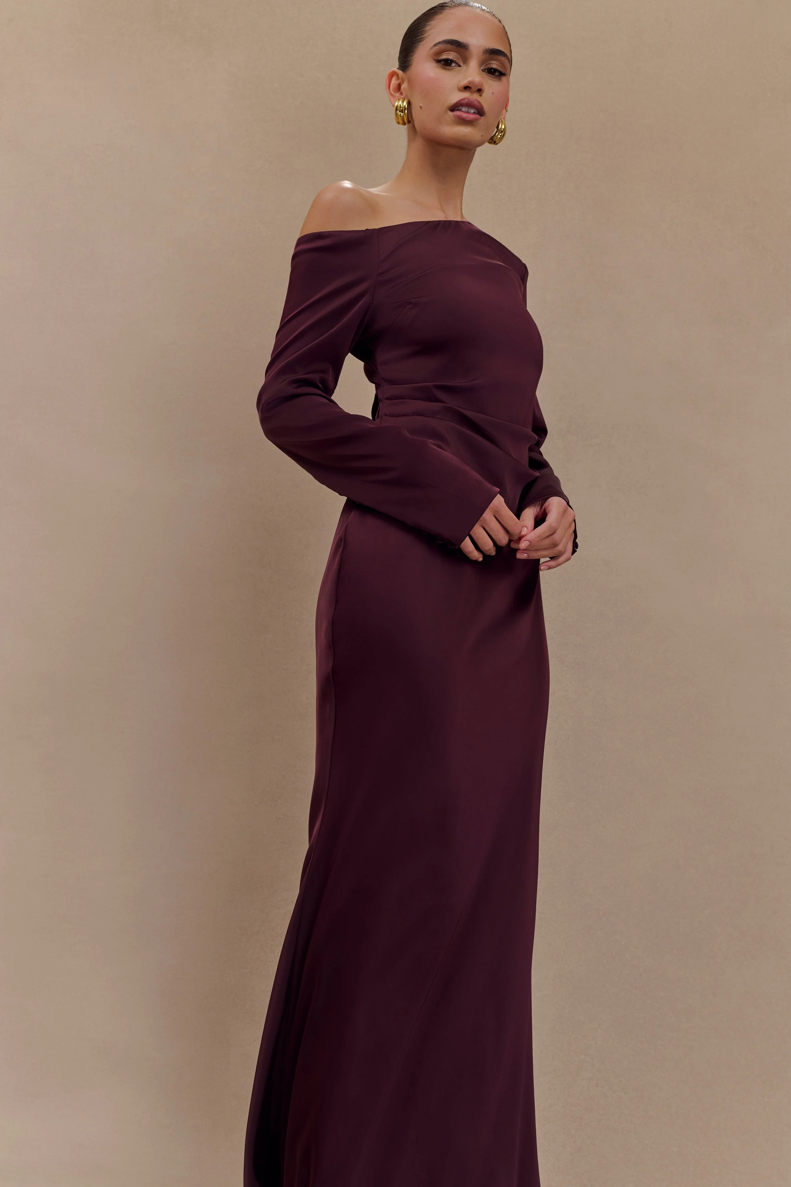Avery Long Sleeve Maxi Dress - Plum - Image 3