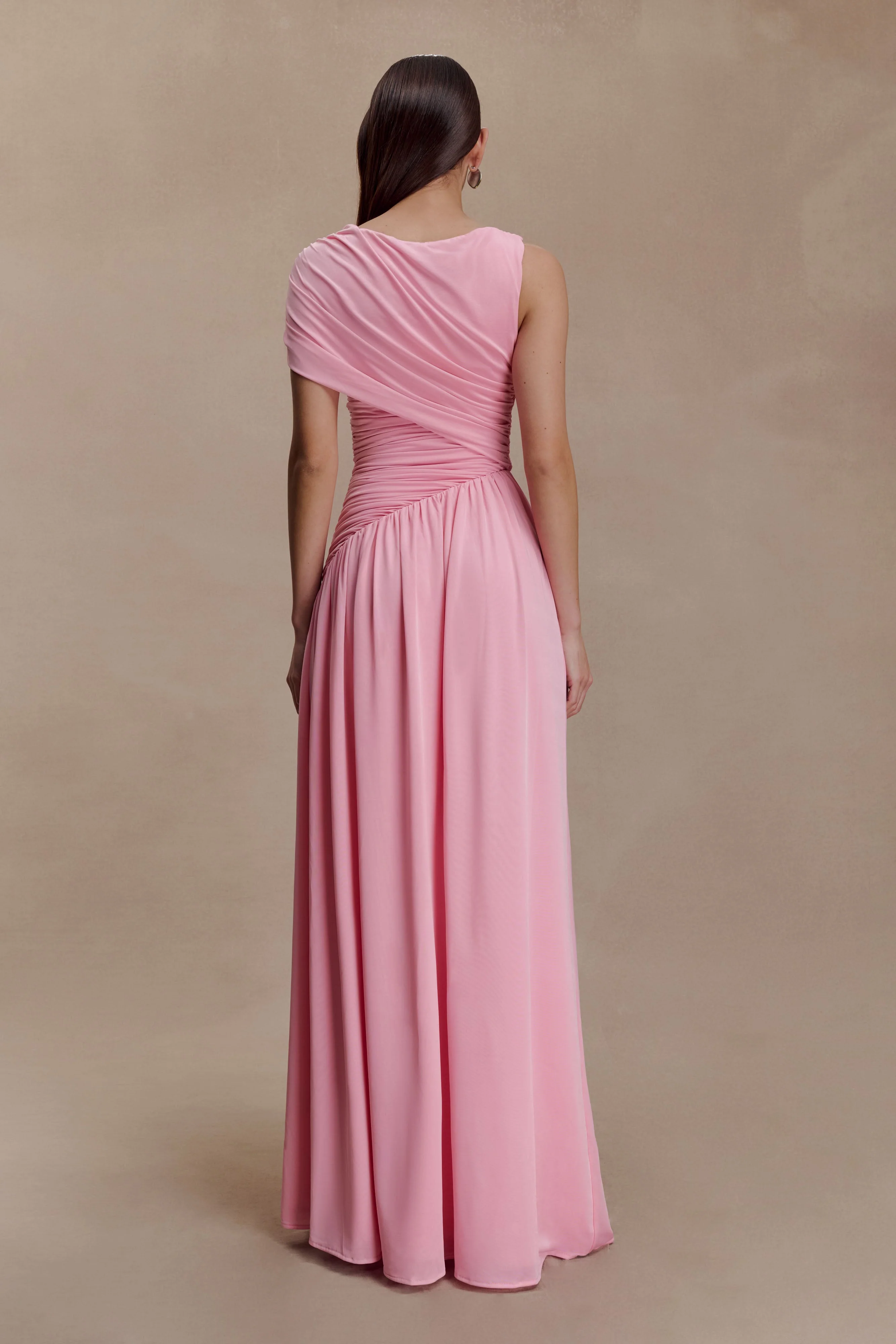 Ayeshya Slinky Asymmetric Maxi Dress - Candy Pink - Image 2