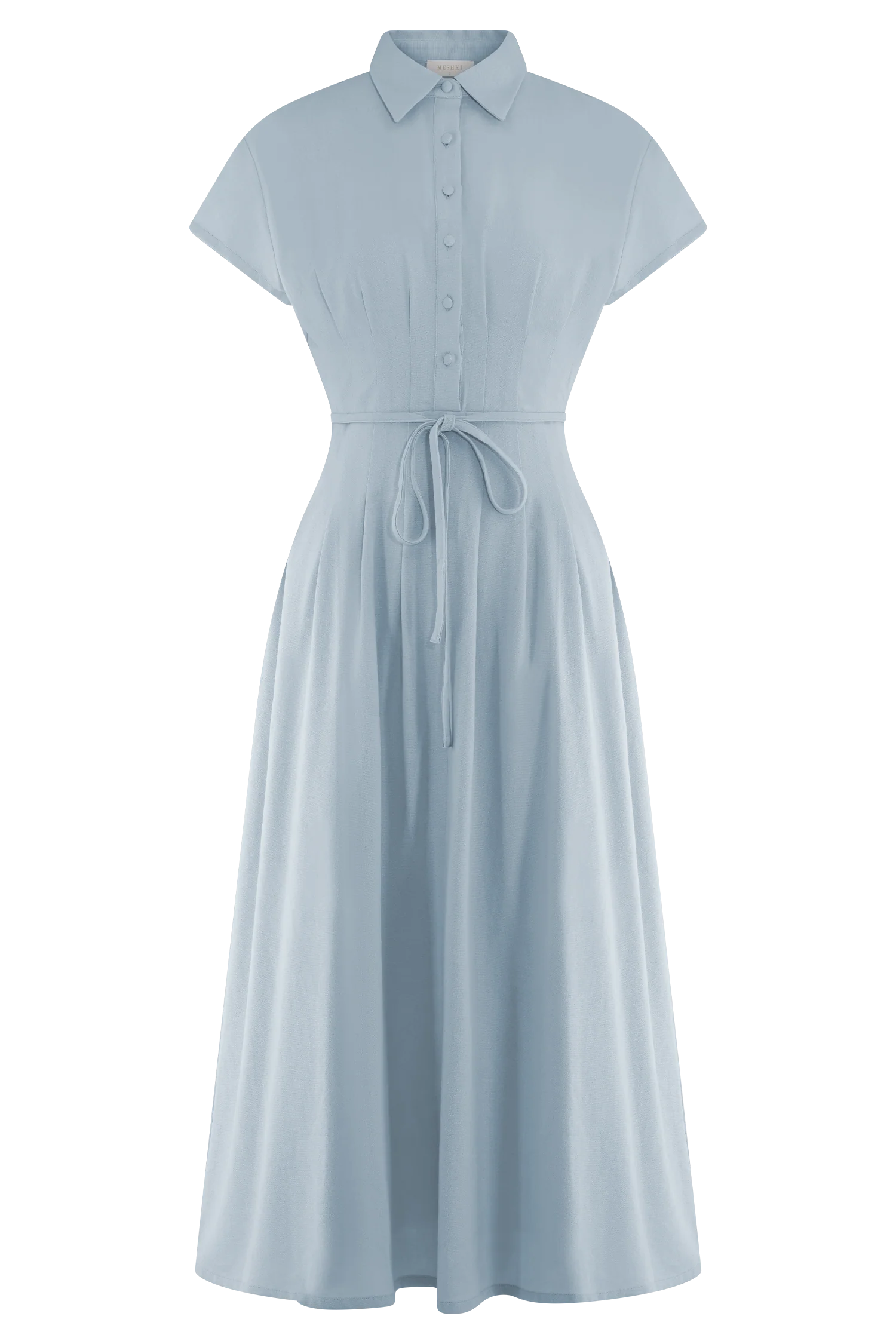 Aysha Buttoned Linen Midi Dress - Cornflower Blue - Image 8