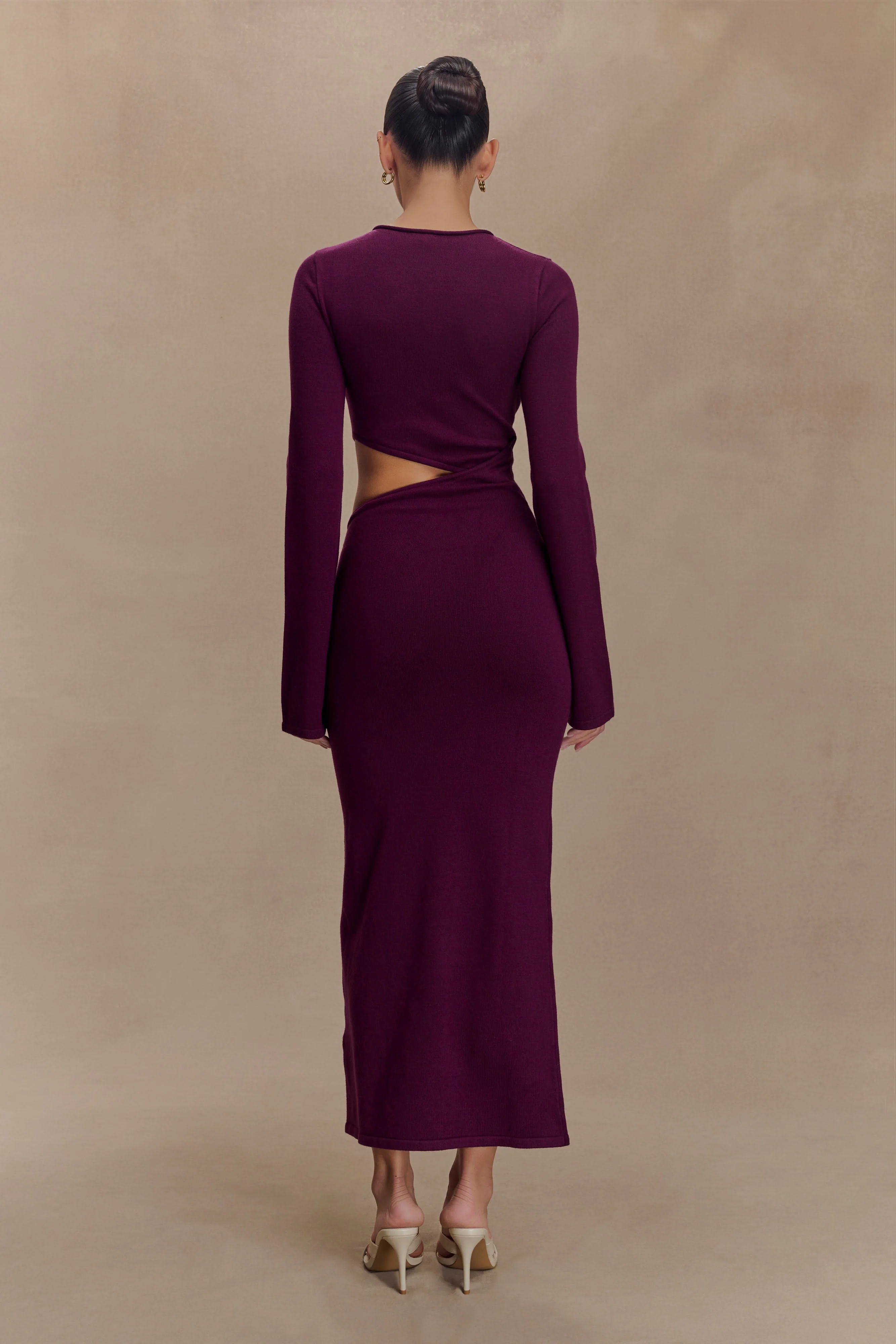 Azariah Long Sleeve Knit Midi Dress - Plum - Image 2