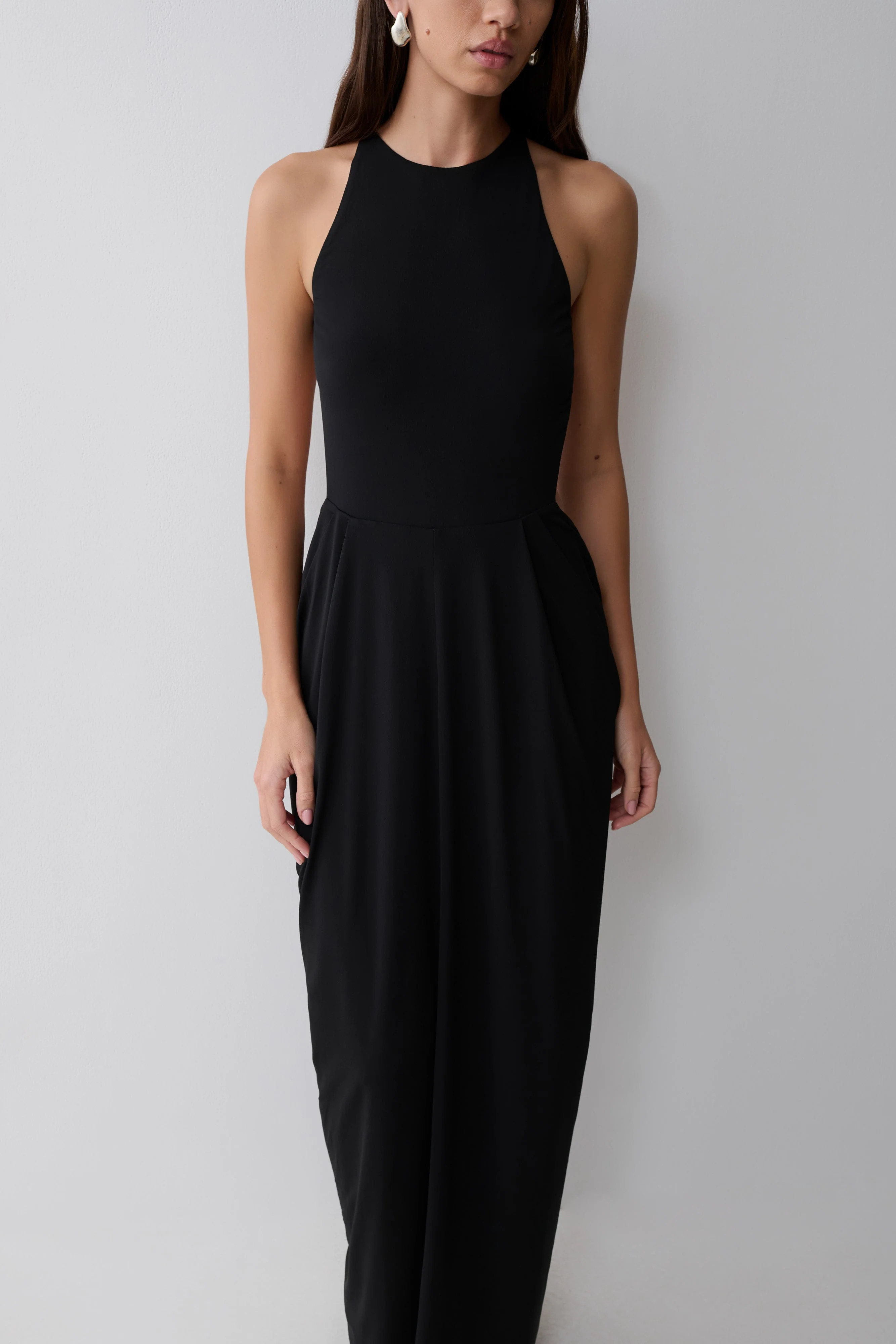 Bahari Low Back Halter Maxi Dress - Black - Image 5