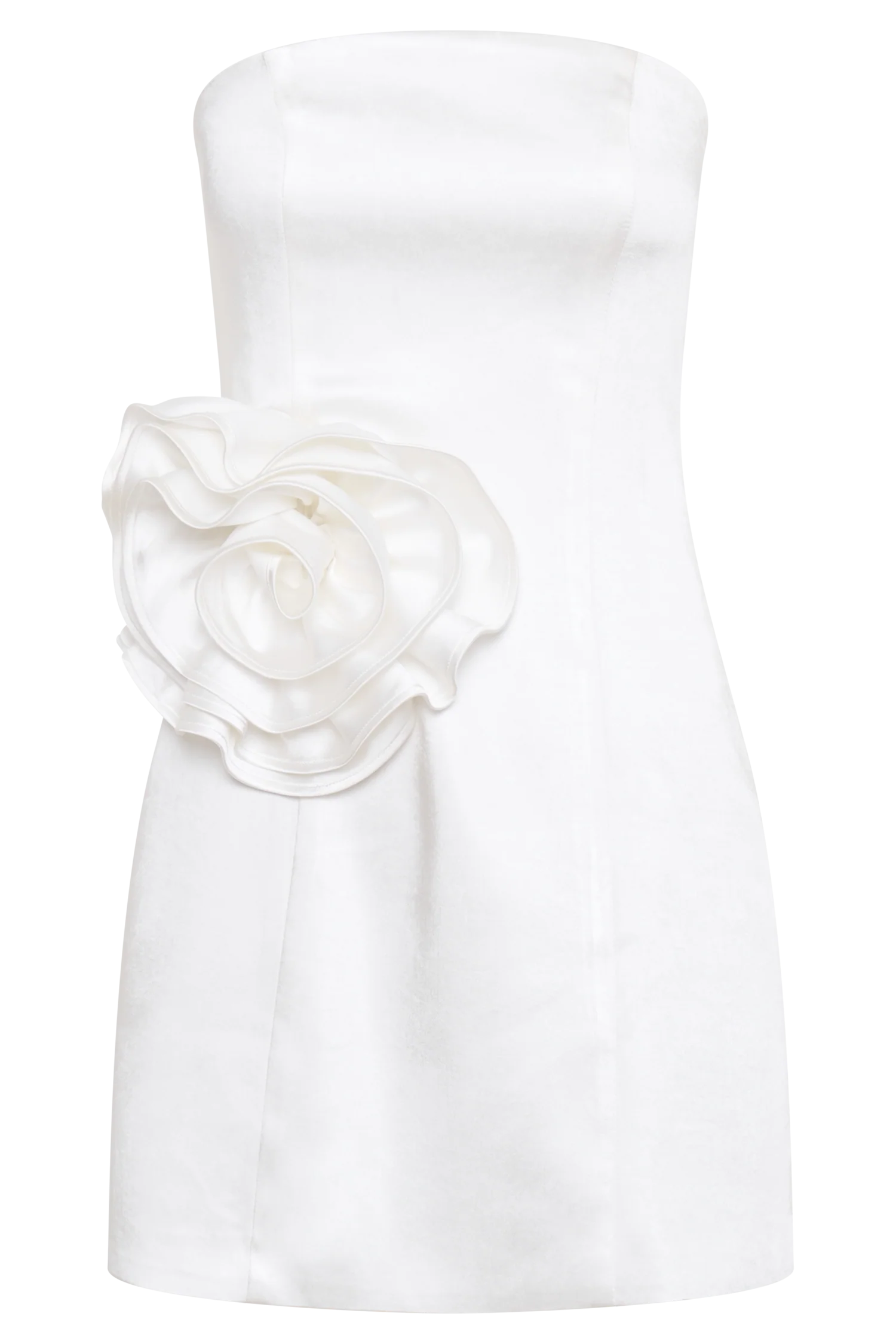 Bernadette Strapless Rose Mini Dress - White - Image 8