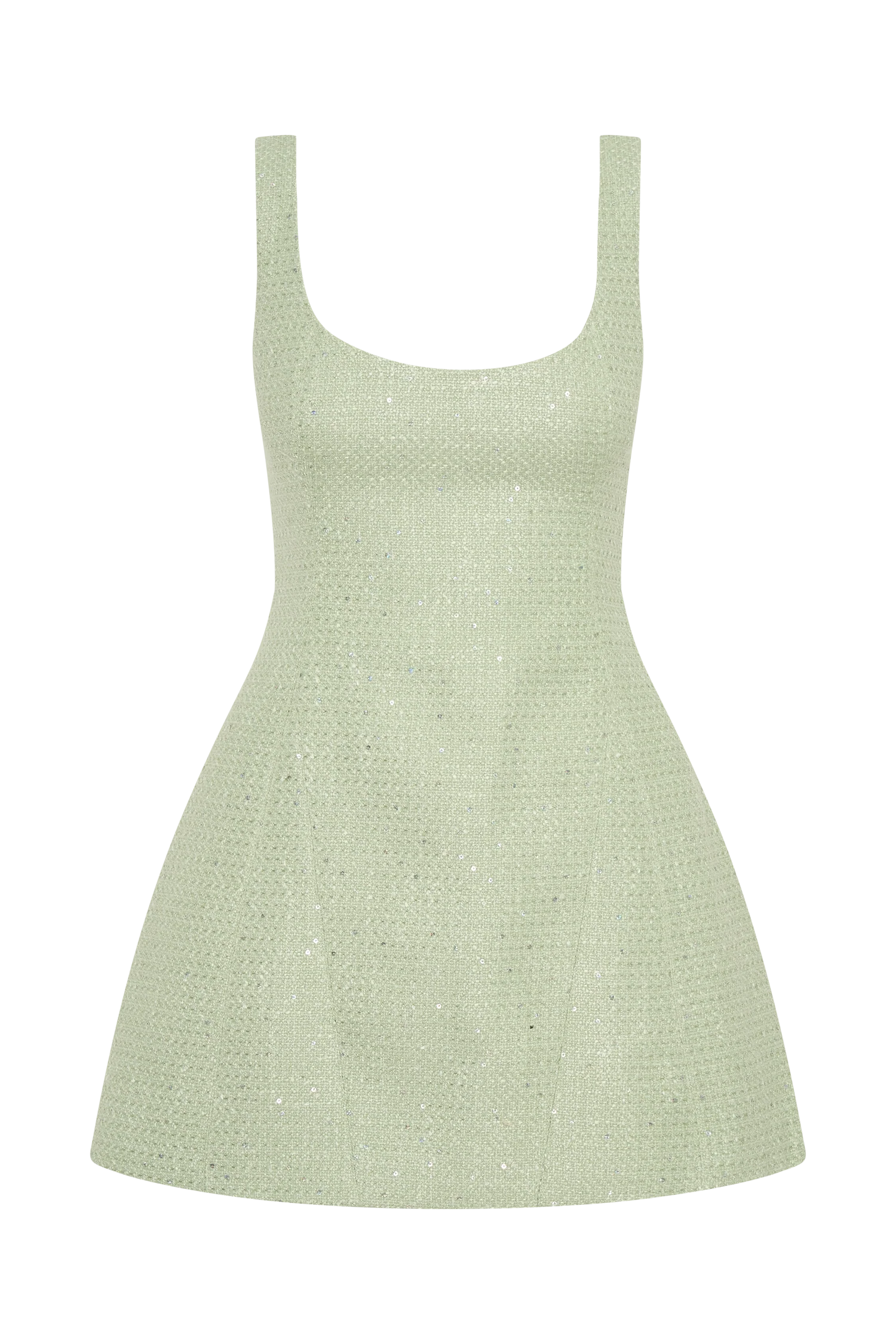 Beth Tweed Mini Dress - Pastel Green - Image 6