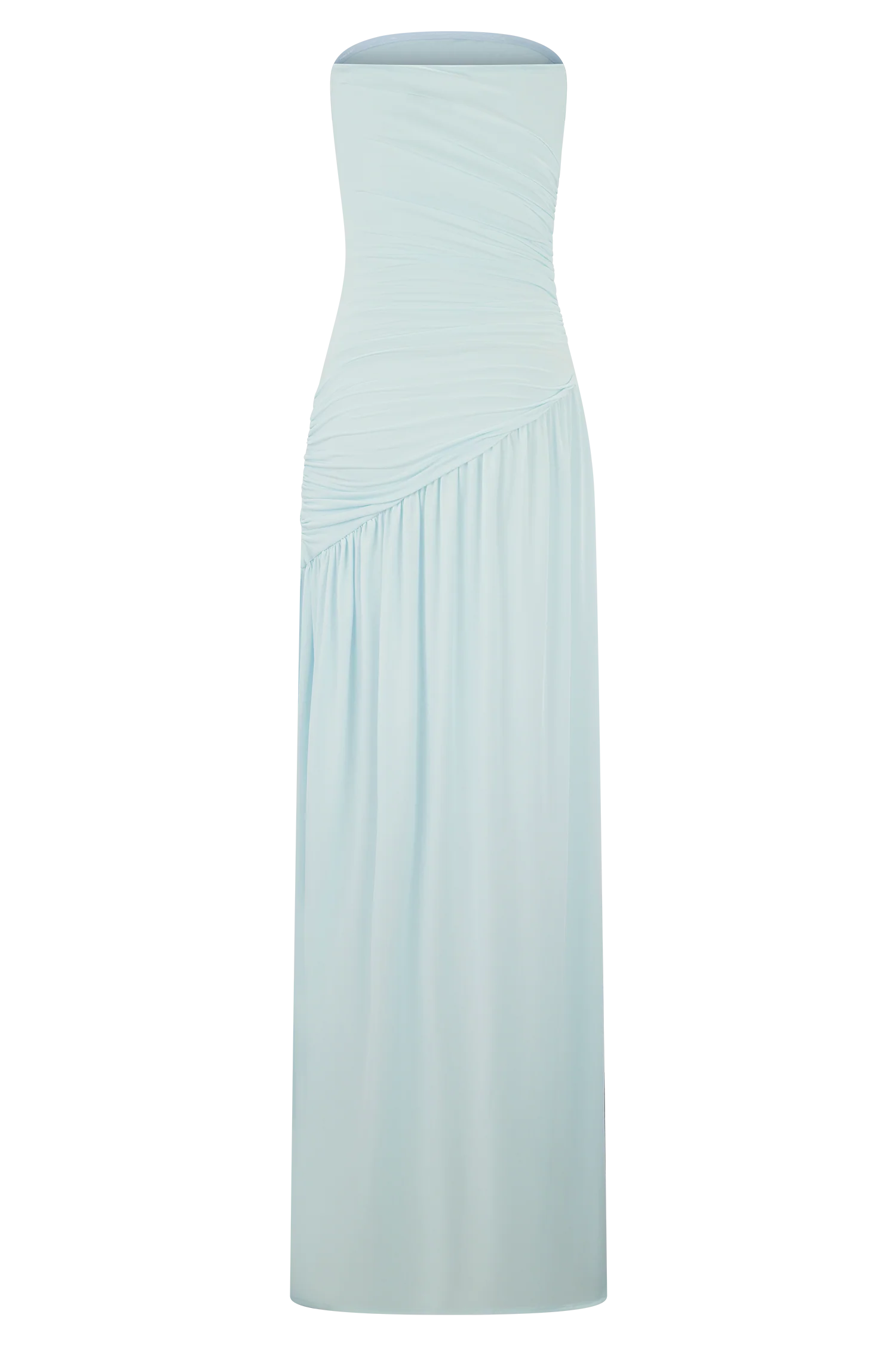 Bex Strapless Slinky Maxi Dress With Split - Pale Blue - Image 7