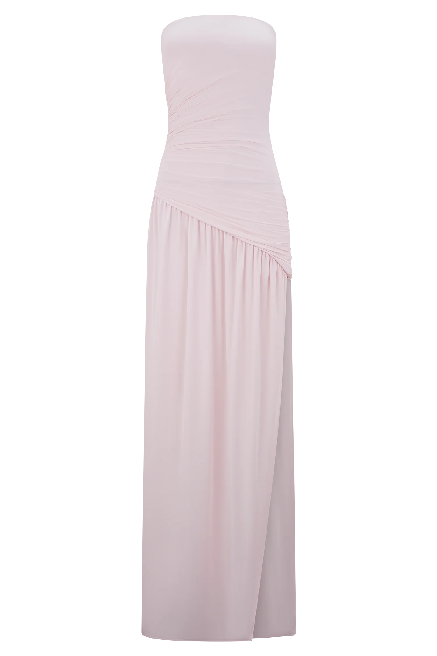 Bex Strapless Slinky Maxi Dress With Split - Pale Pink - Image 7