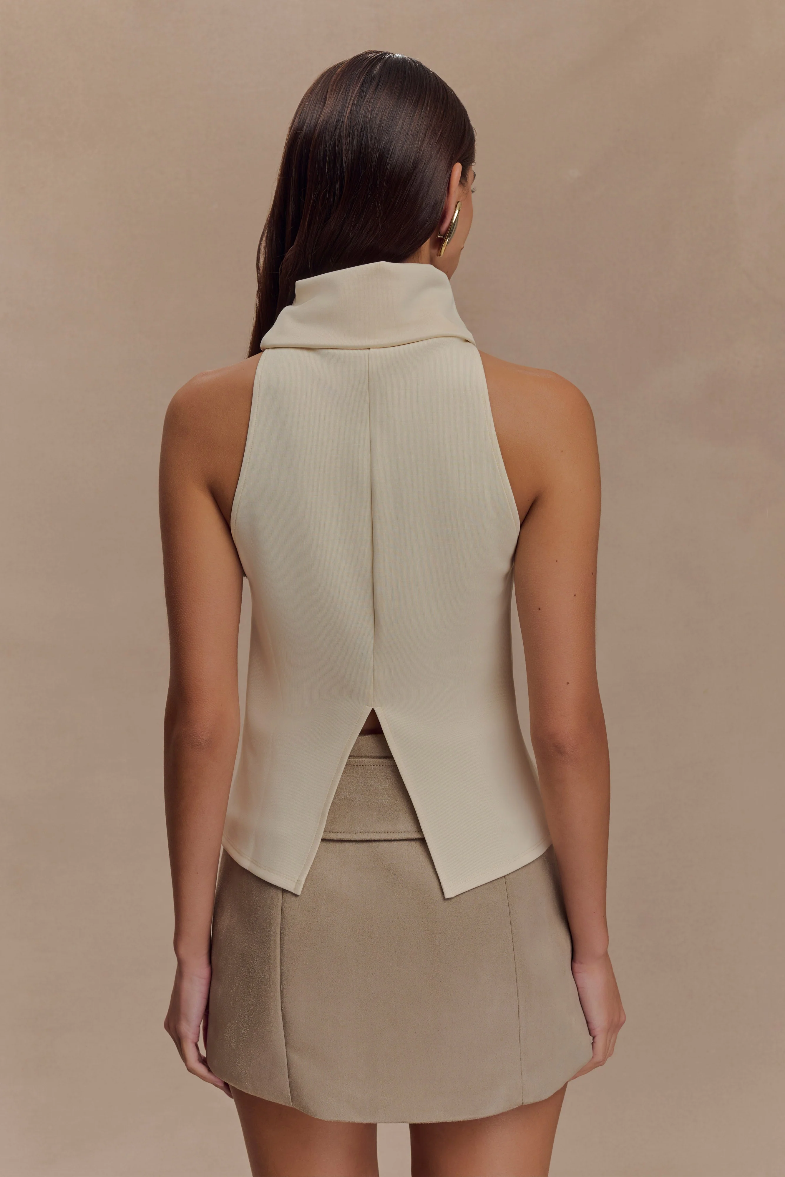 Birdie High Neck Sleeveless Top - Ivory - Image 3