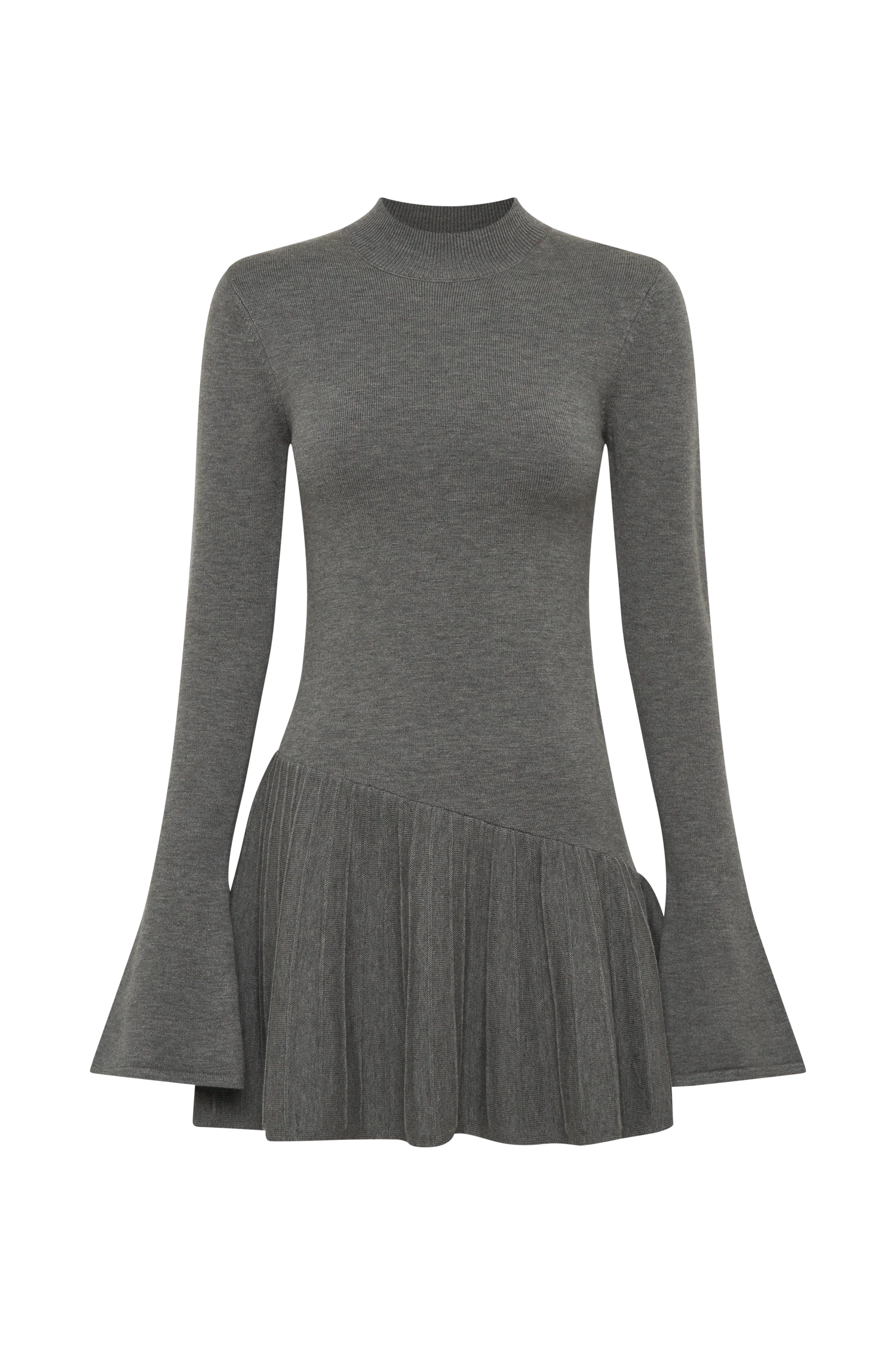 Blair Knit Mini Dress With Pleats - Charcoal - Image 10