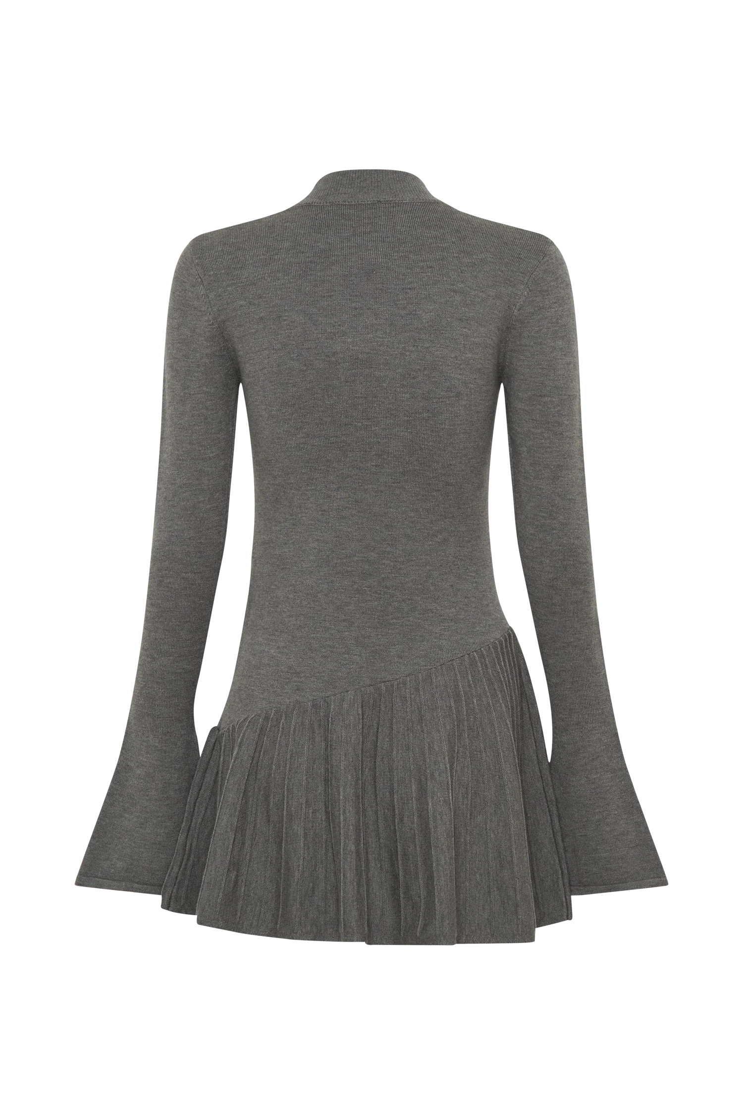 Blair Knit Mini Dress With Pleats - Charcoal - Image 9