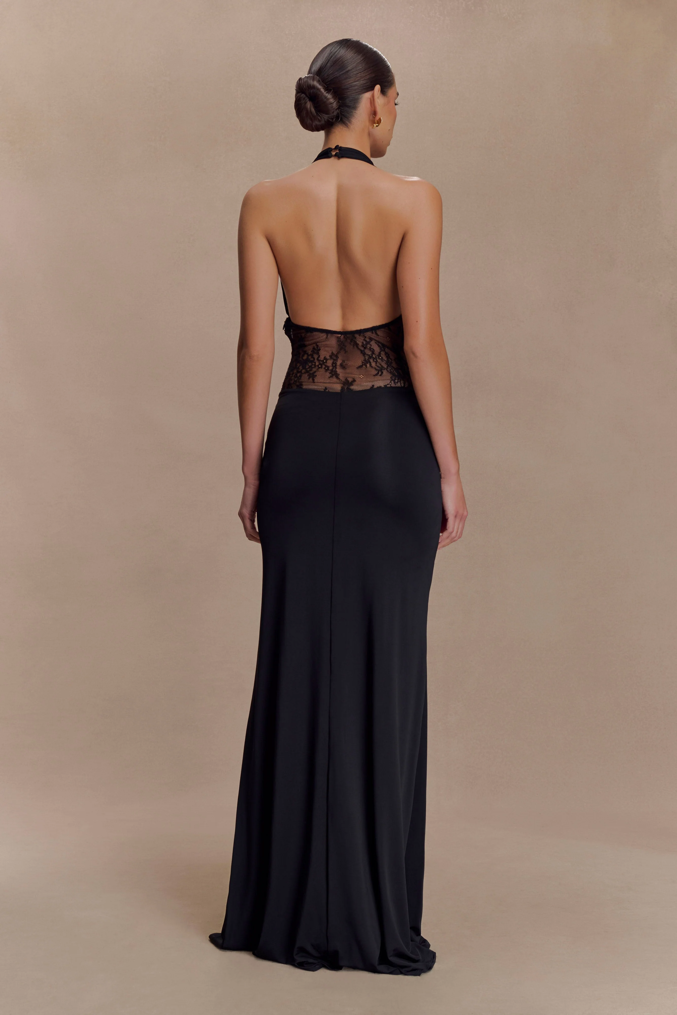 Bonnie Slinky And Lace Maxi Dress - Black - Image 2