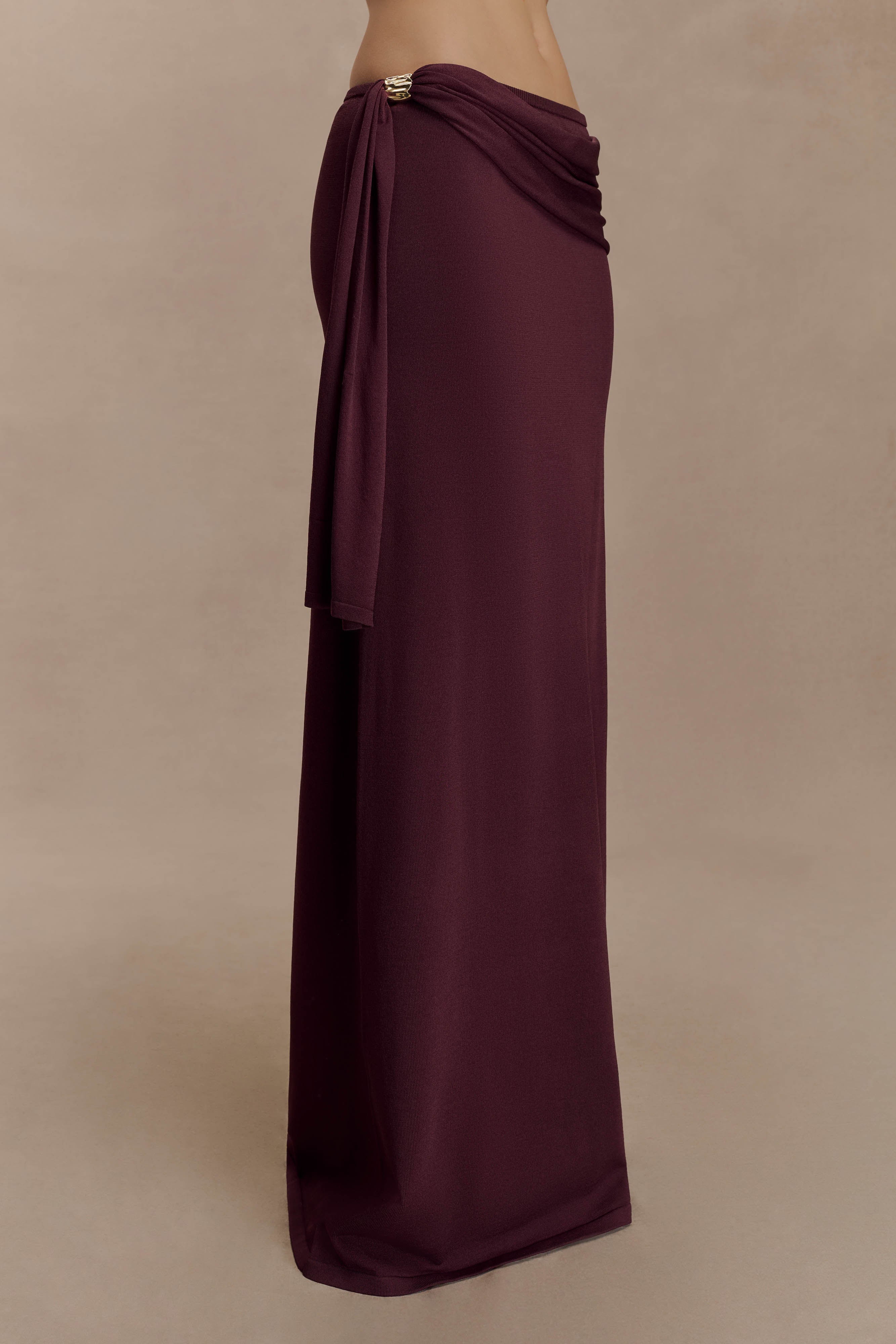 Bowie Low Rise Knit Maxi Skirt - Dark Chocolate - Image 4