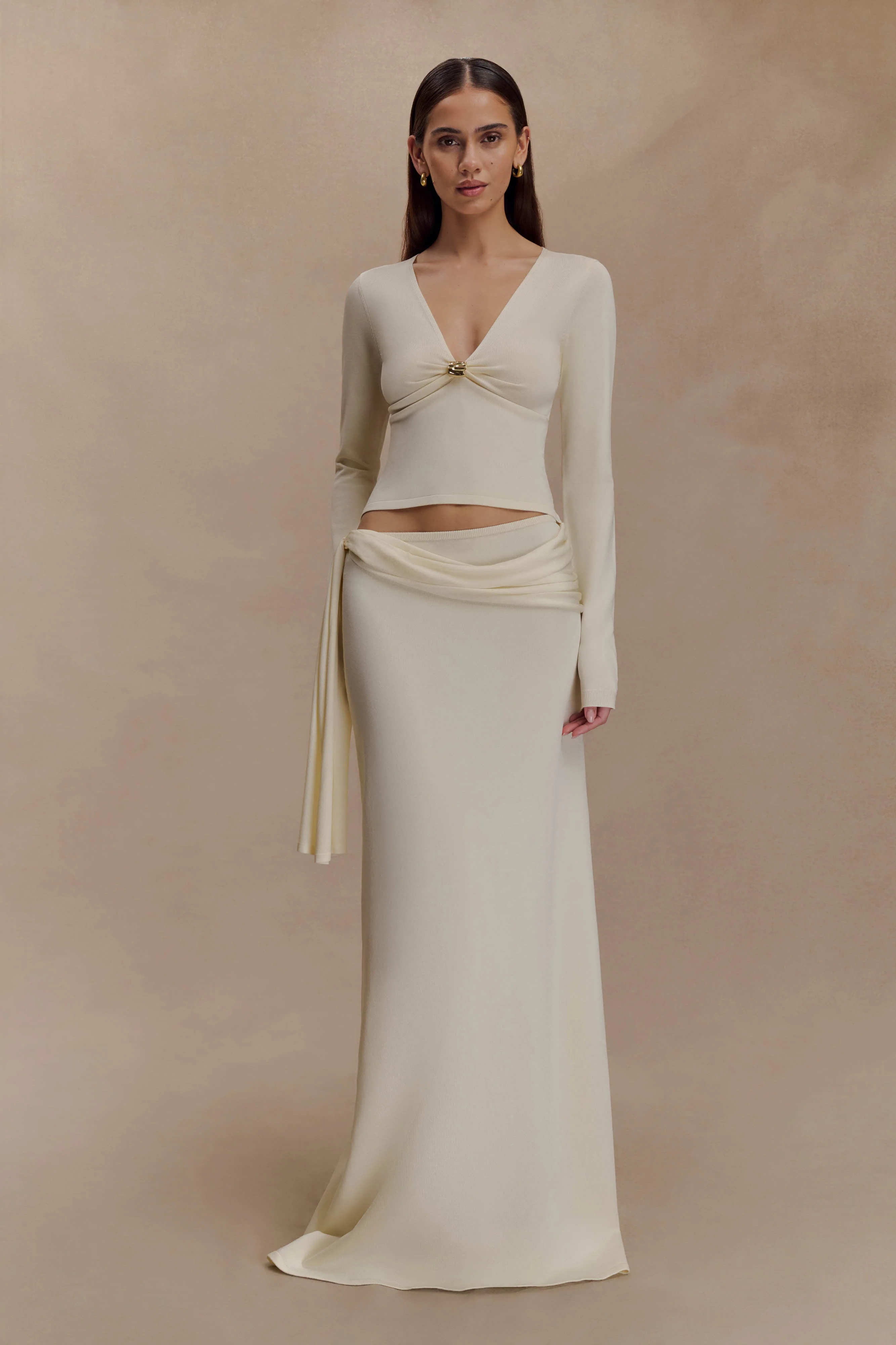 Bowie Low Rise Knit Maxi Skirt - Ivory - Image 6