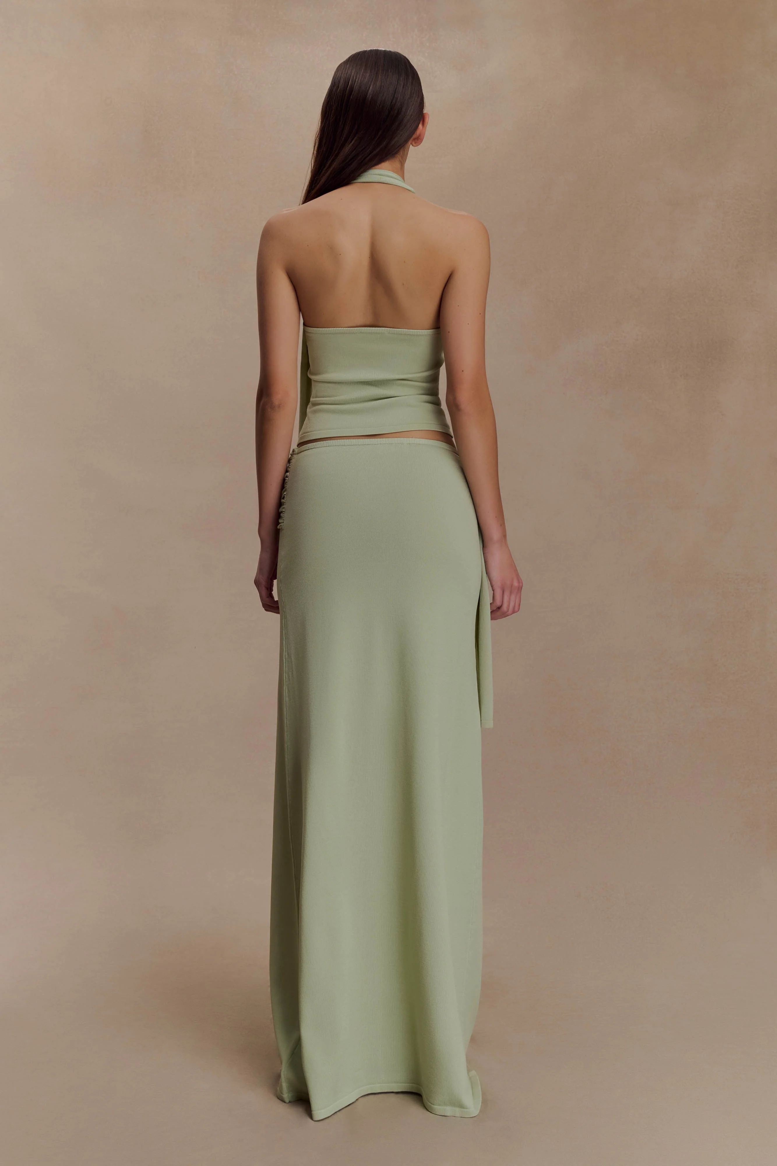 Bowie Low Rise Knit Maxi Skirt - Pastel Green - Image 2