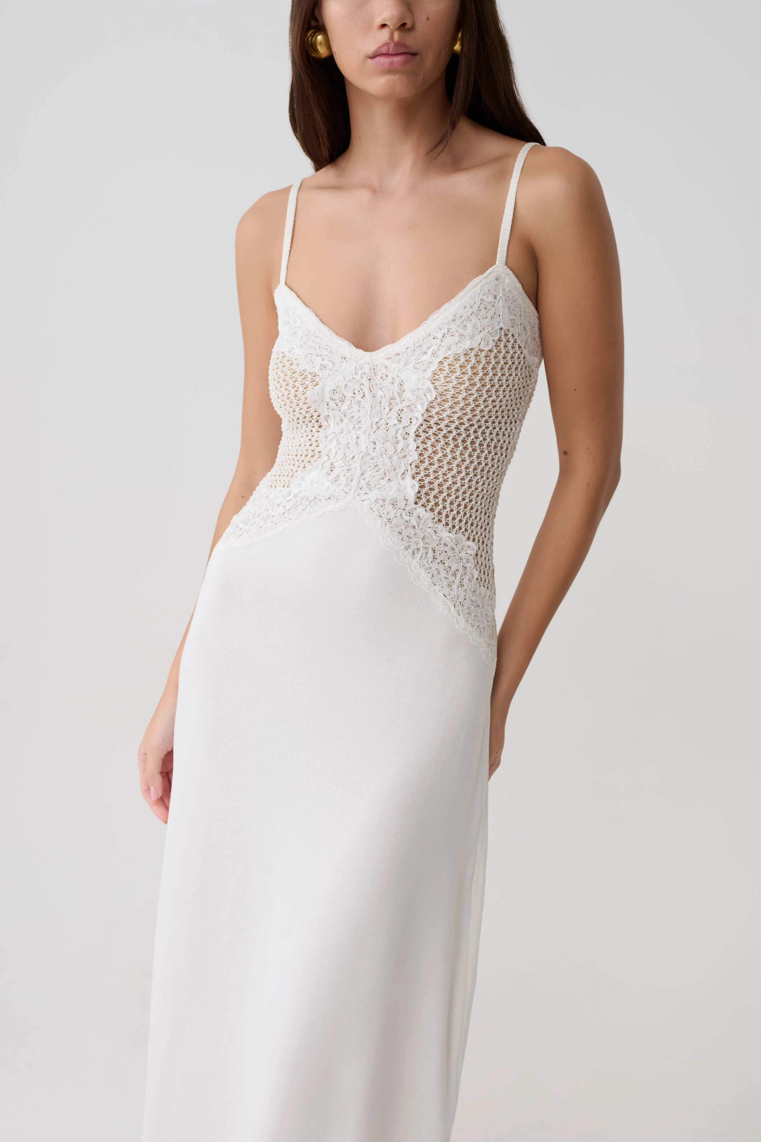 Bray Knit & Lace Maxi Dress - Ivory - Image 3