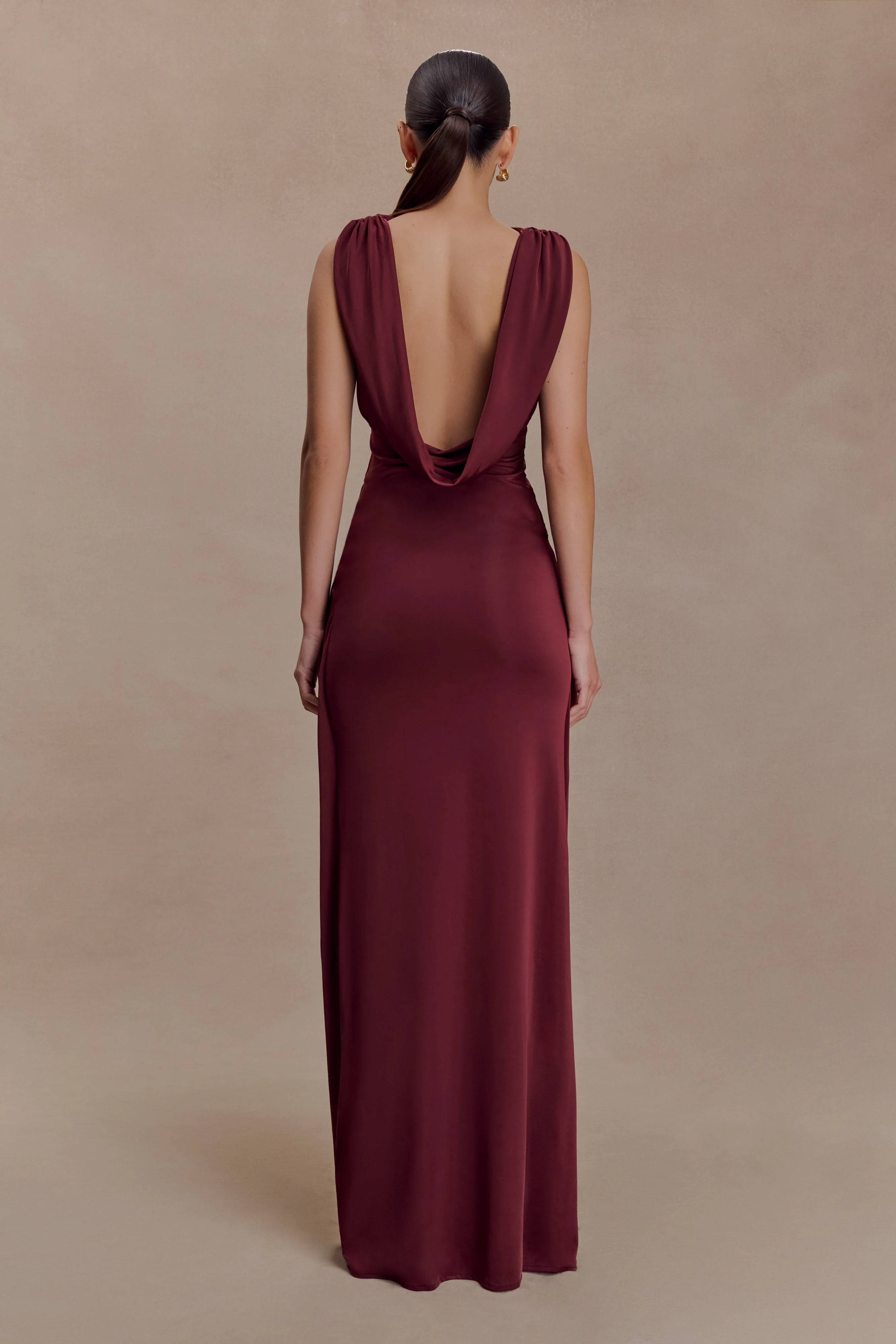 Bridget Slinky Maxi Skirt With Hardware - Burgundy - Image 2