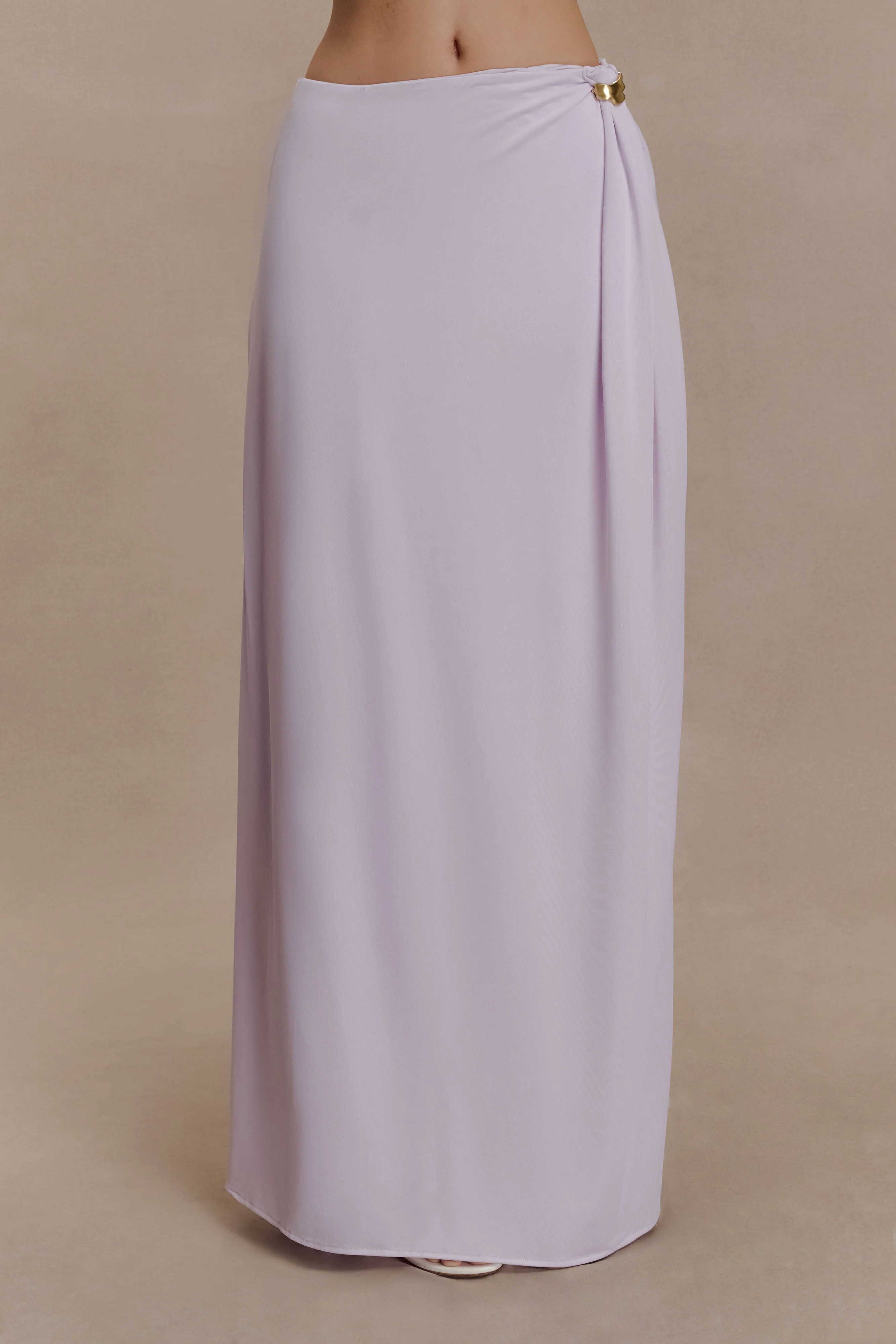 Bridget Slinky Maxi Skirt With Hardware - Dusty Lilac - Image 6