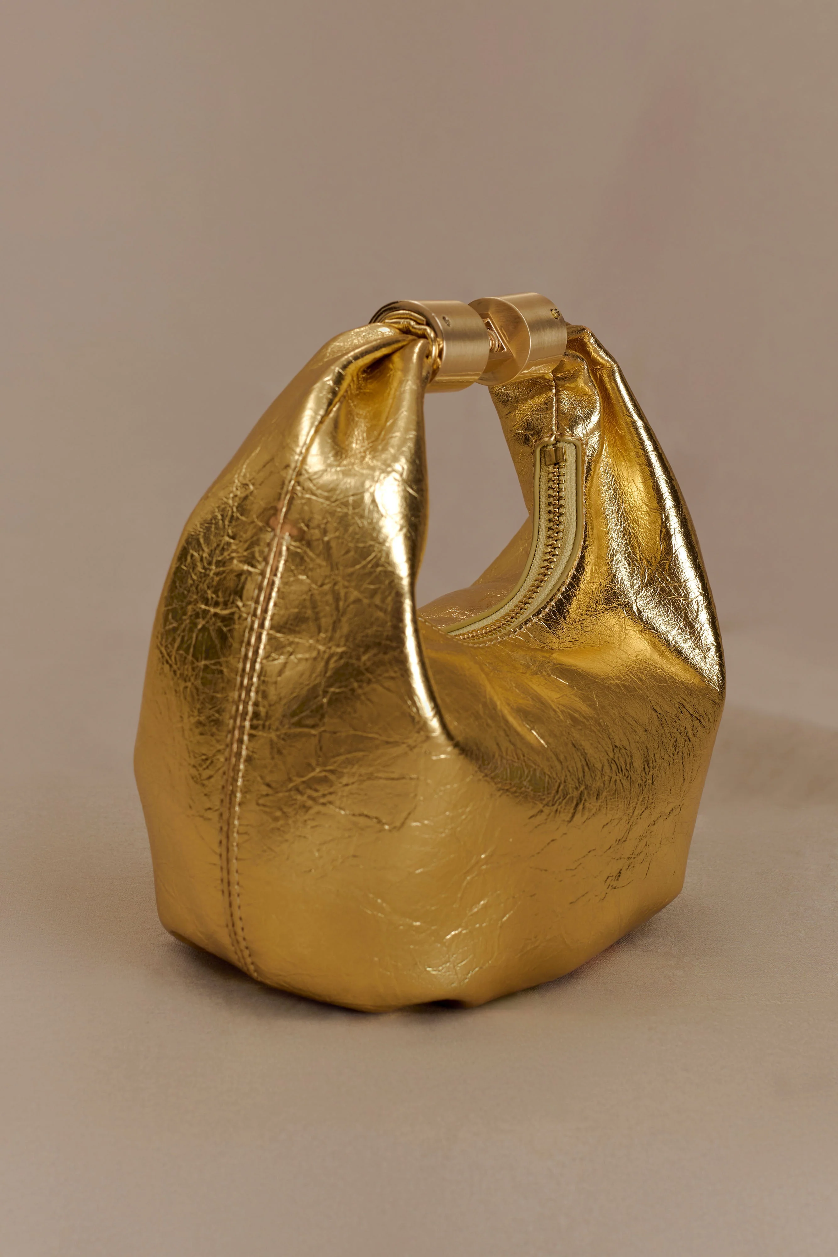 Bristol Mini Croissant Leather Bag - Gold - Image 6