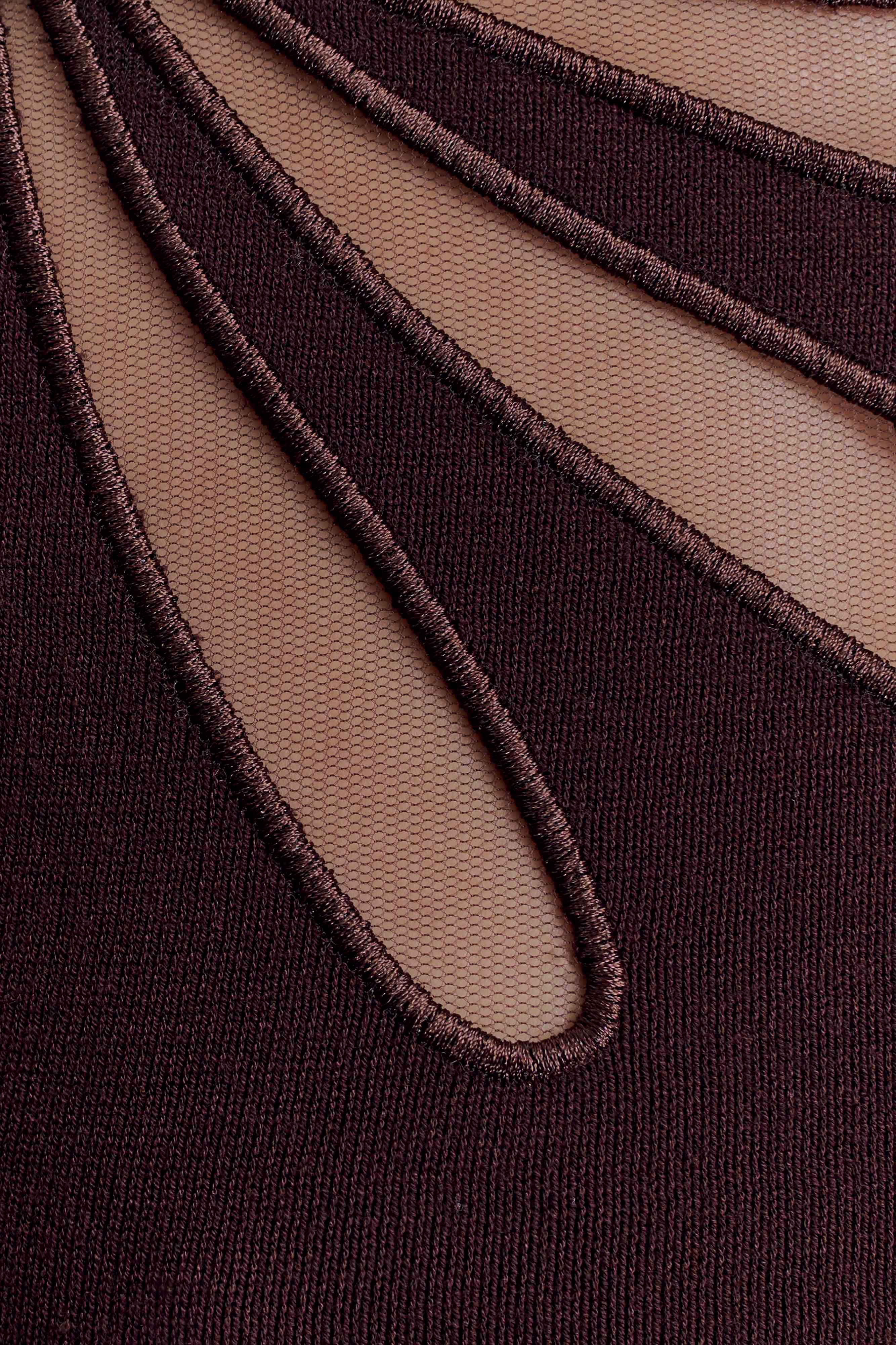 Brock Asymmetrical Neckline Knit Top - Dark Chocolate - Image 6