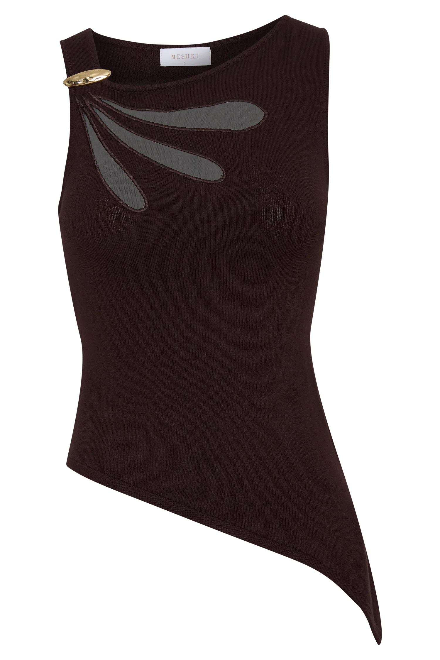 Brock Asymmetrical Neckline Knit Top - Dark Chocolate - Image 8