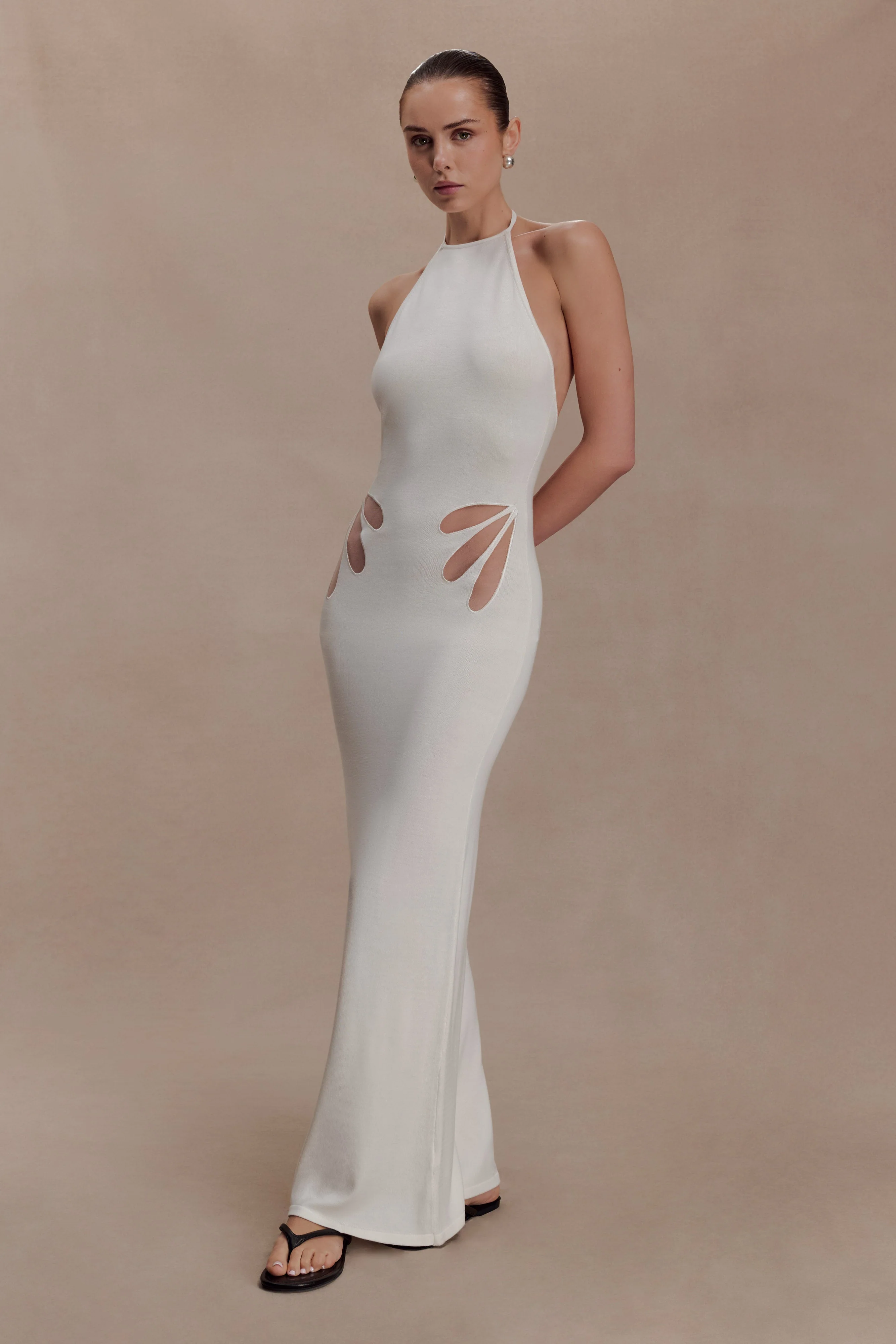 Brock Knit Halter Maxi Dress - White - Image 3