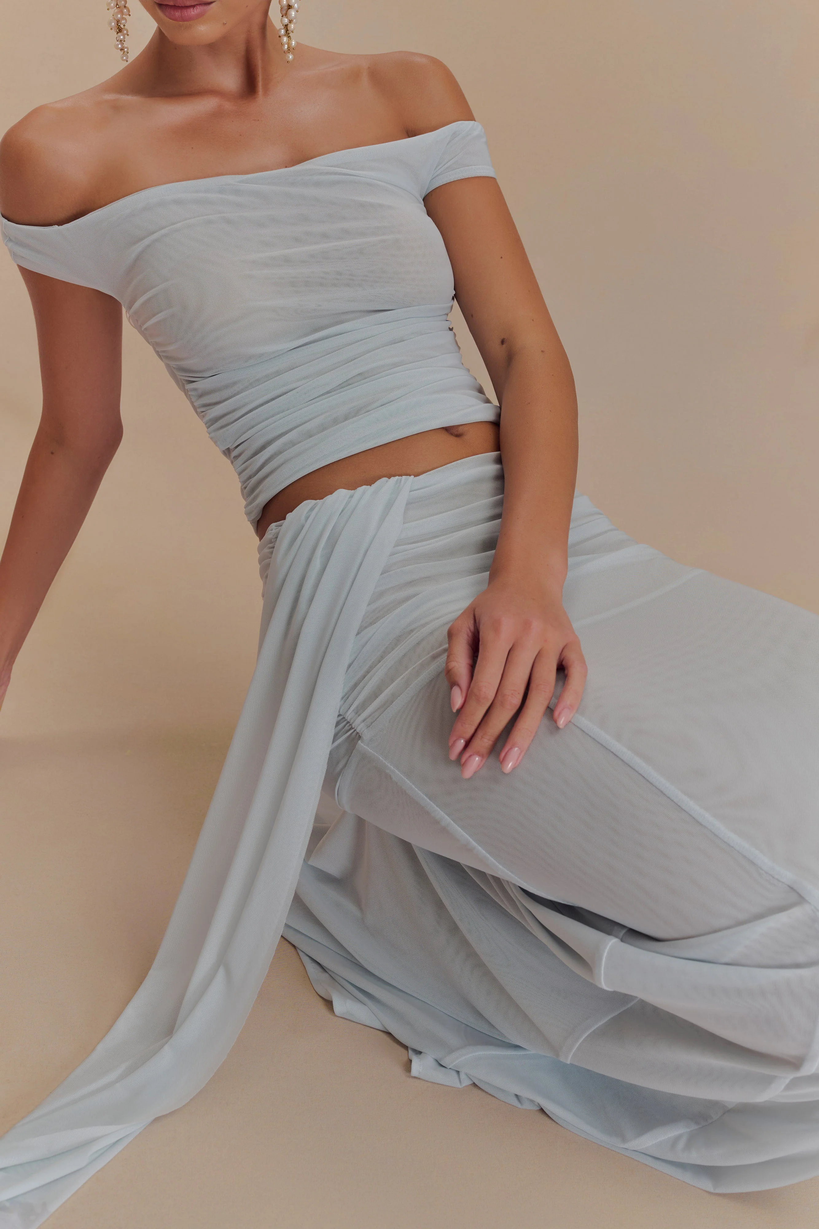 Brooklyn Mesh Crop Top - Pale Blue - Image 4