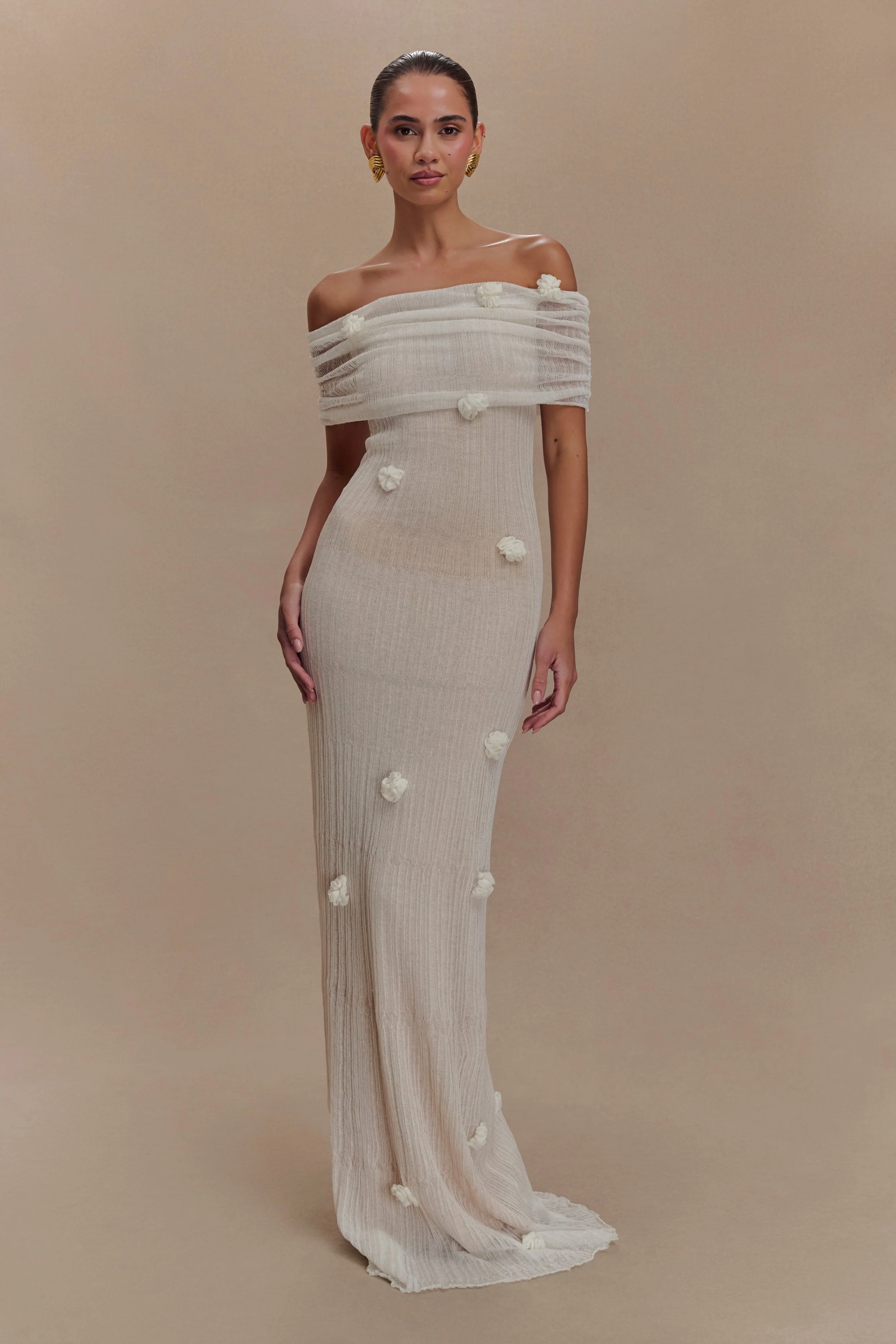 Brynn Orchid Knit Maxi Dress - Ivory - Image 5
