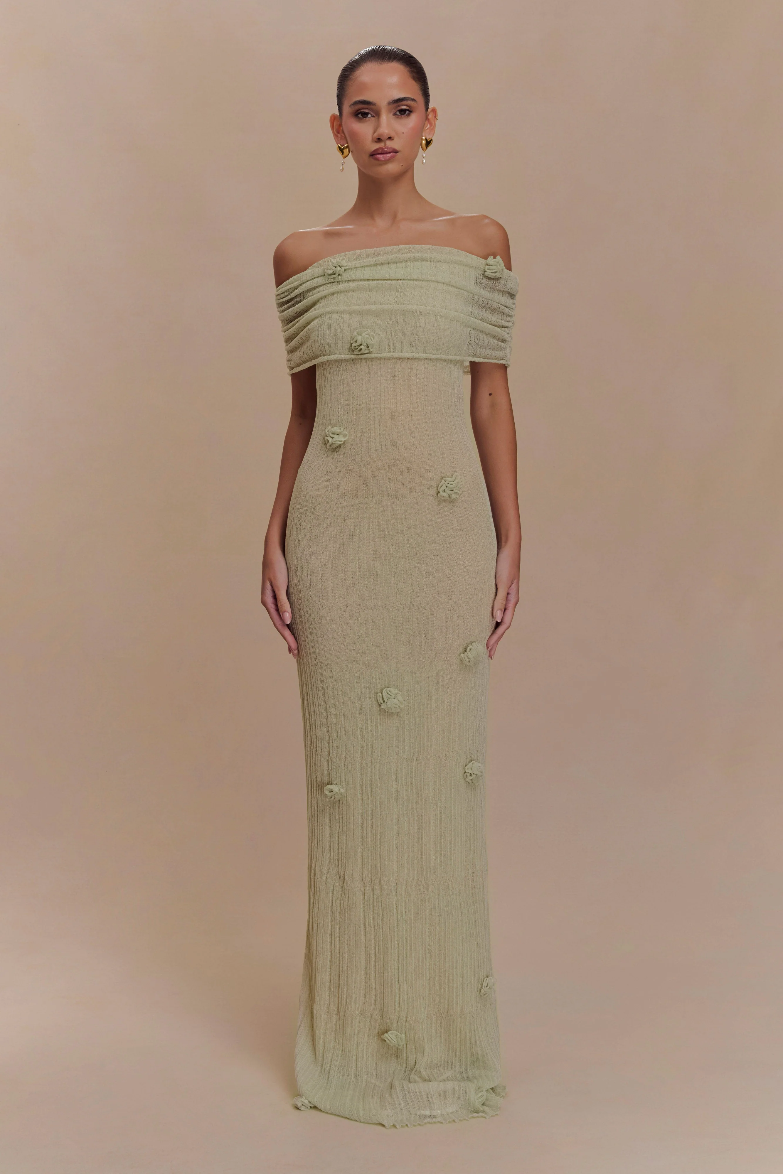 Brynn Orchid Knit Maxi Dress - Pastel Green - Image 5