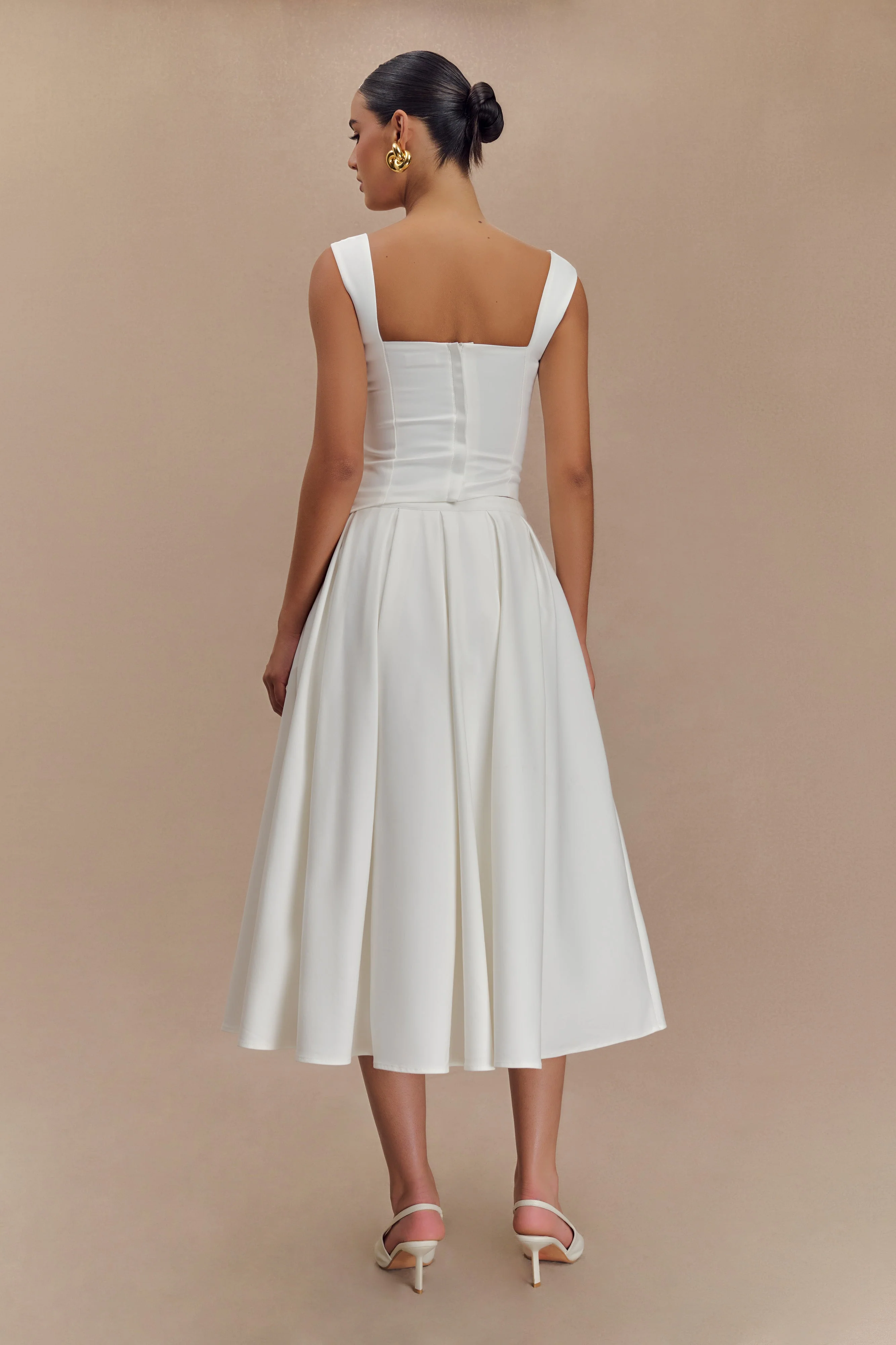 Bryony Satin Structured Sleeveless Top - White - Image 2