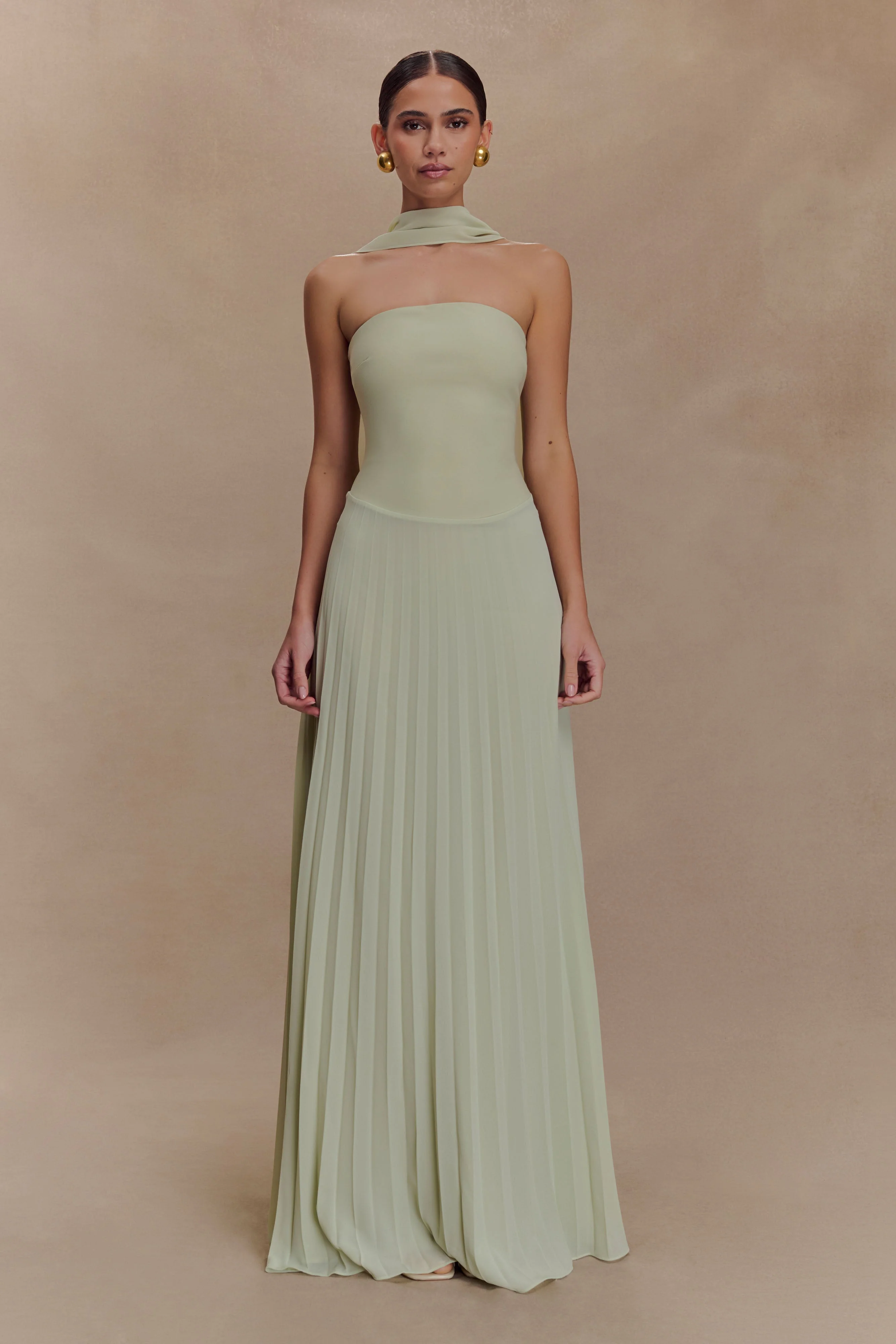 Caira Chiffon Scarf Maxi Dress - Sage - Image 4