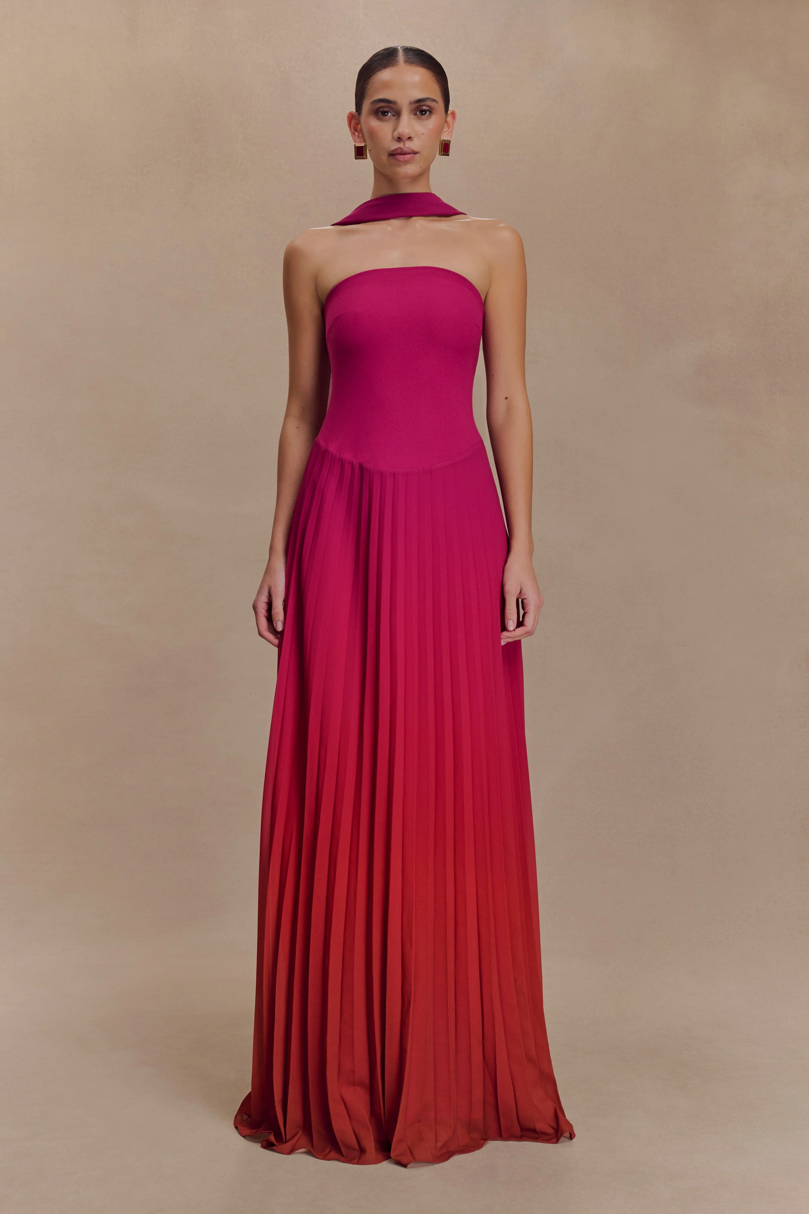 Caira Chiffon Scarf Maxi Dress - Ombre Dark Pink - Image 2