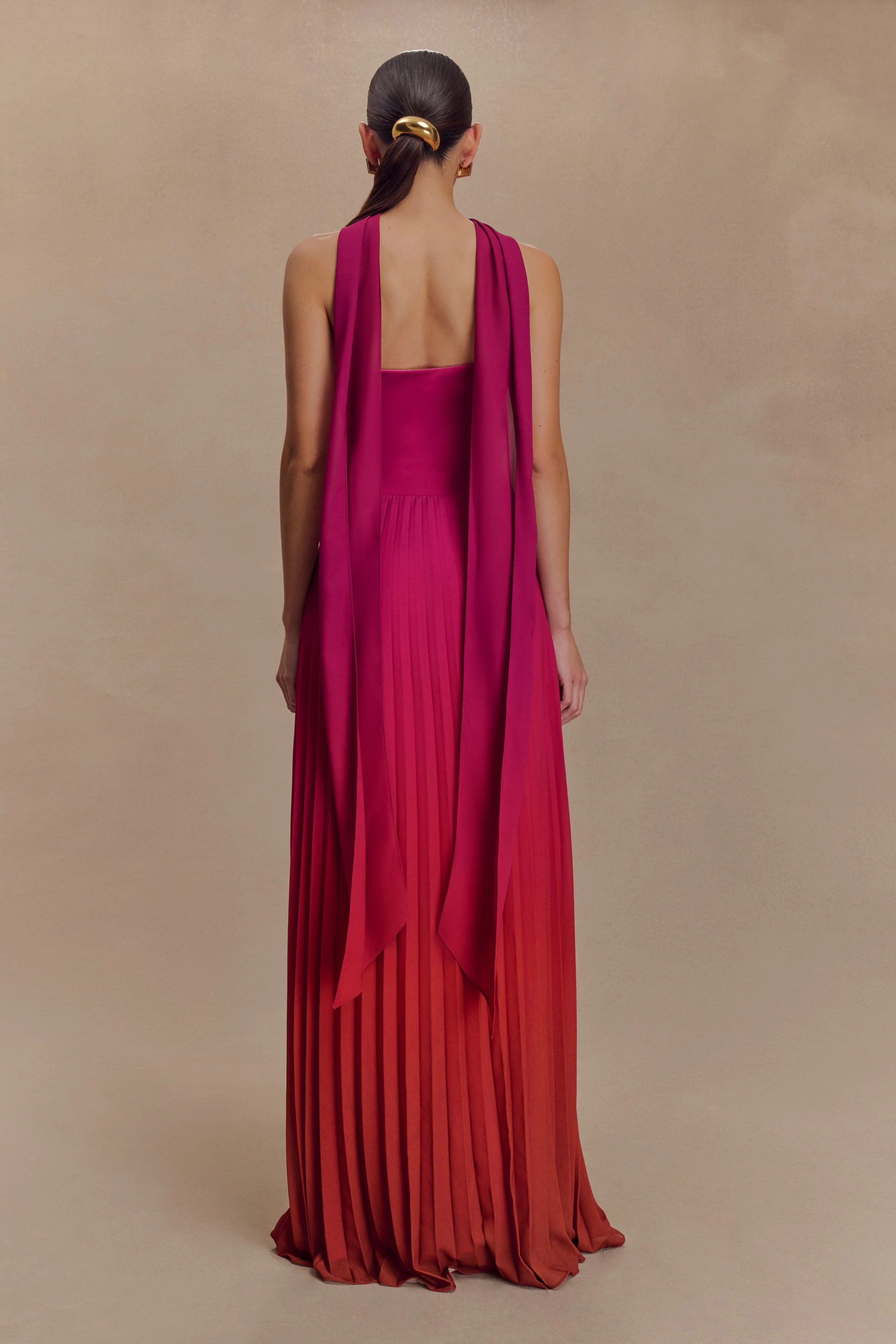 Caira Chiffon Scarf Maxi Dress - Ombre Dark Pink - Image 3