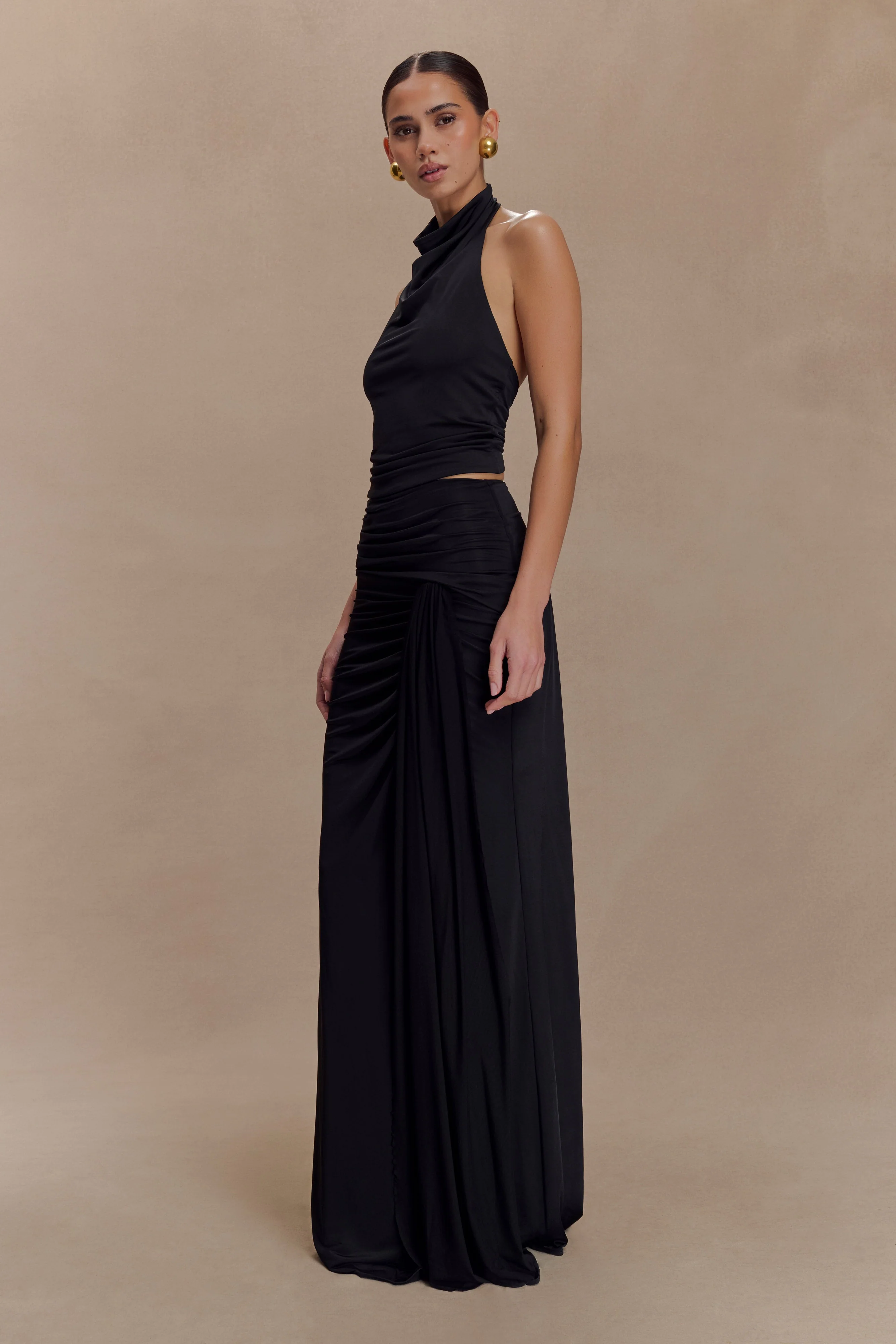 Calandra Slinky Halter Top With Hardware - Black - Image 4