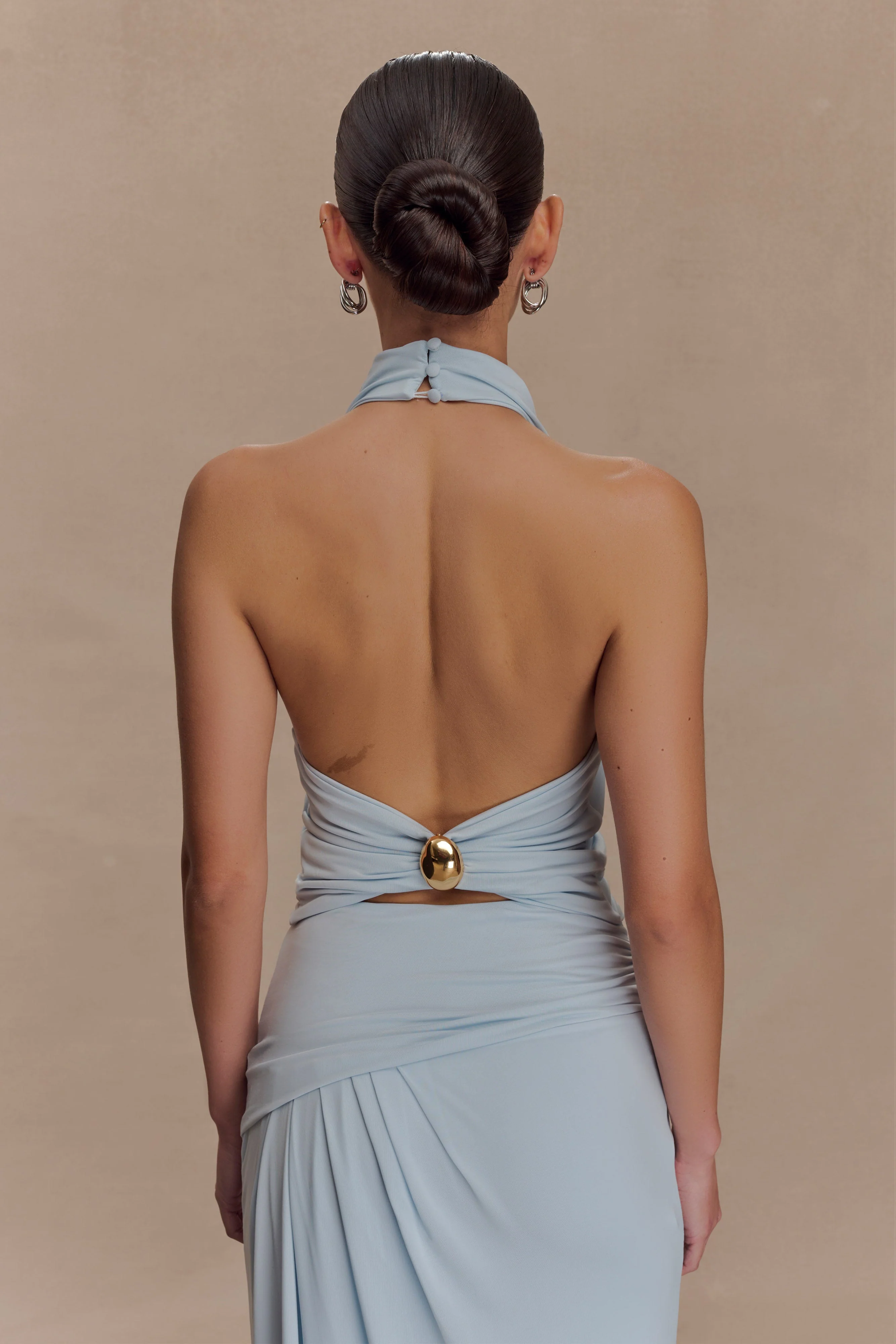 Calandra Slinky Halter Top With Hardware - Pale Blue - Image 2