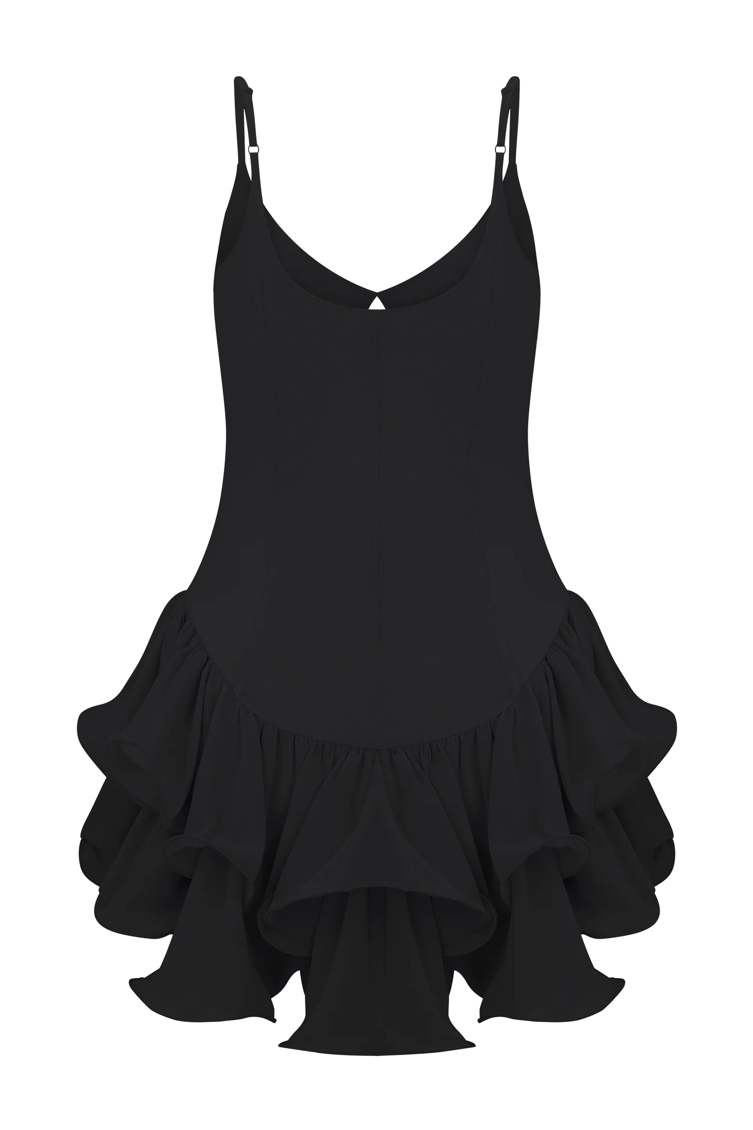 Calantha Ruffle Mesh Mini Dress - Black - Image 8