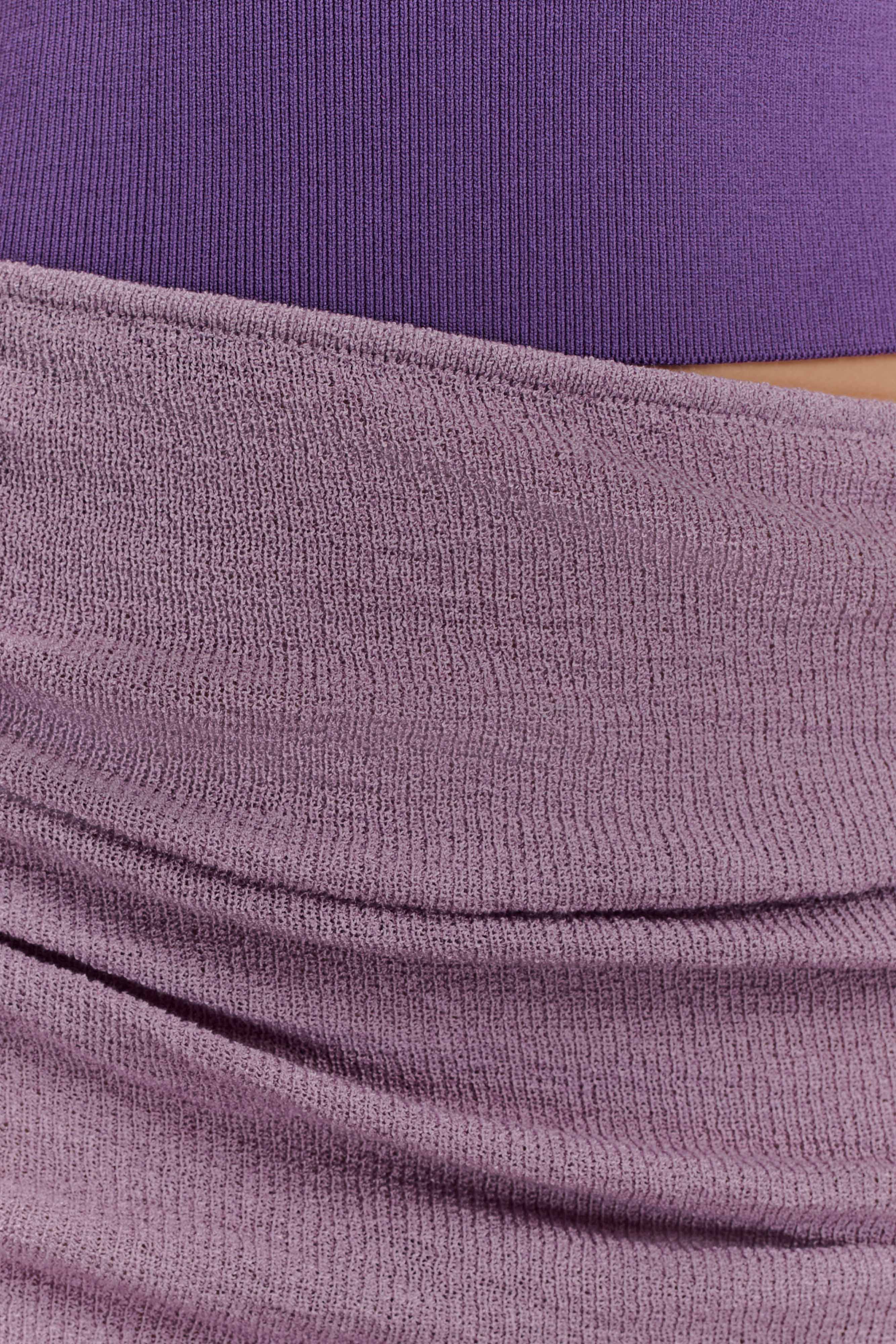 Cali Drape Skirt Knit Mini Dress - Purple - Image 6