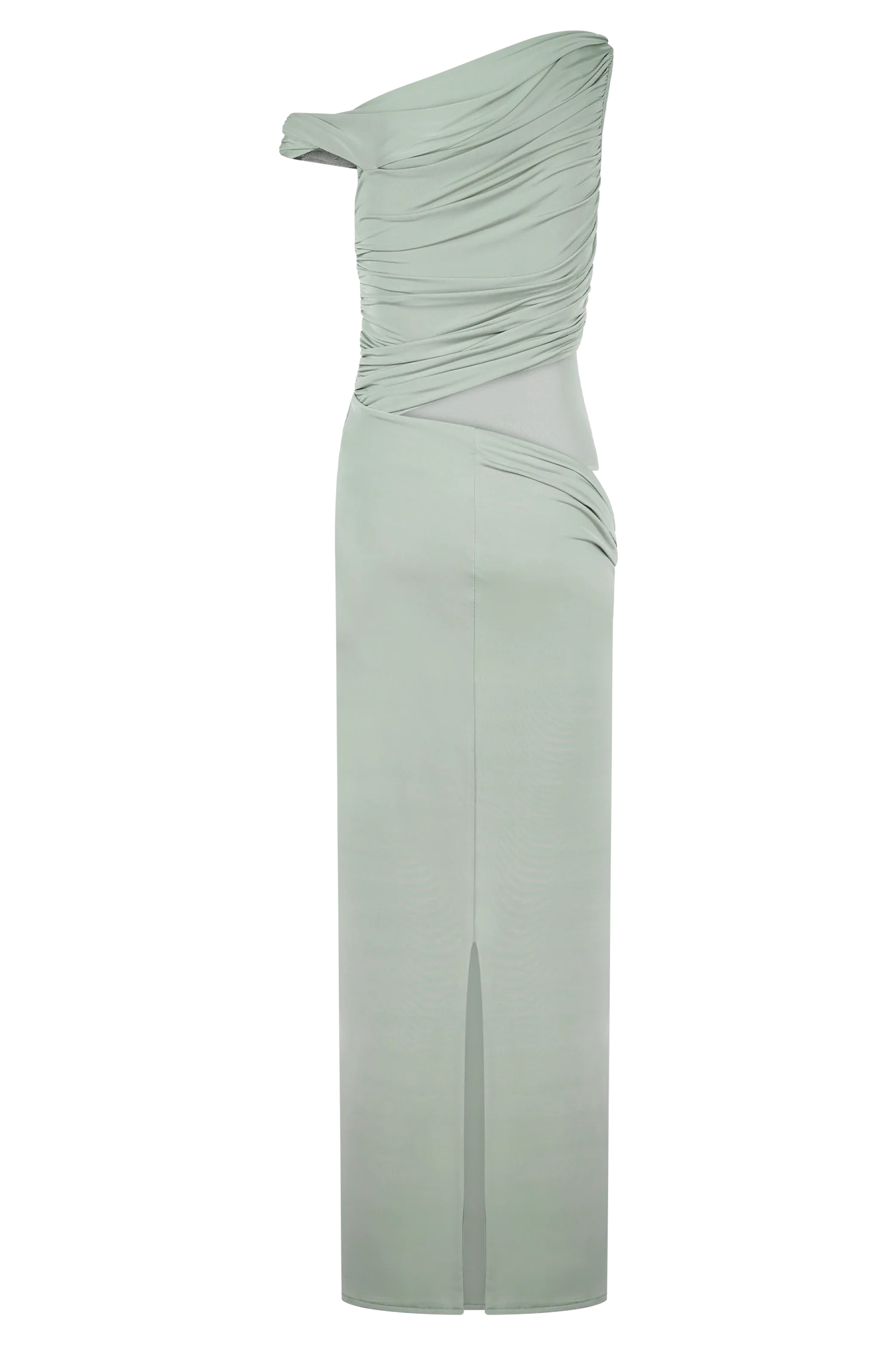 Callen One Shoulder Slinky Maxi Dress - Sage - Image 7
