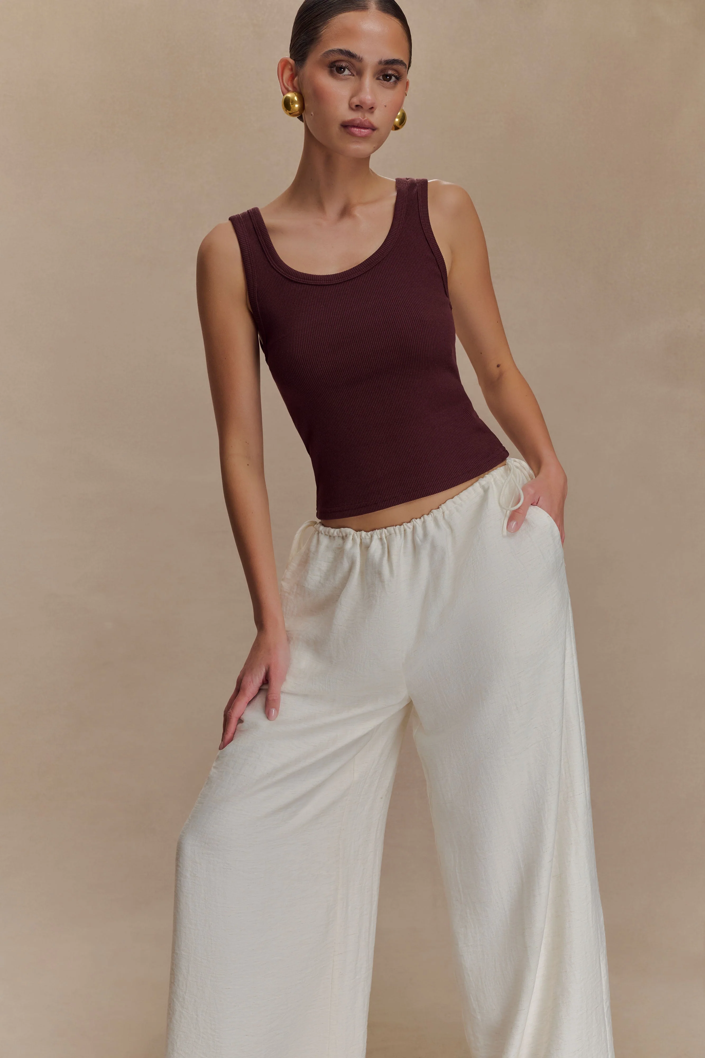 Callum Drawstring Straight Leg Pants - White - Image 3