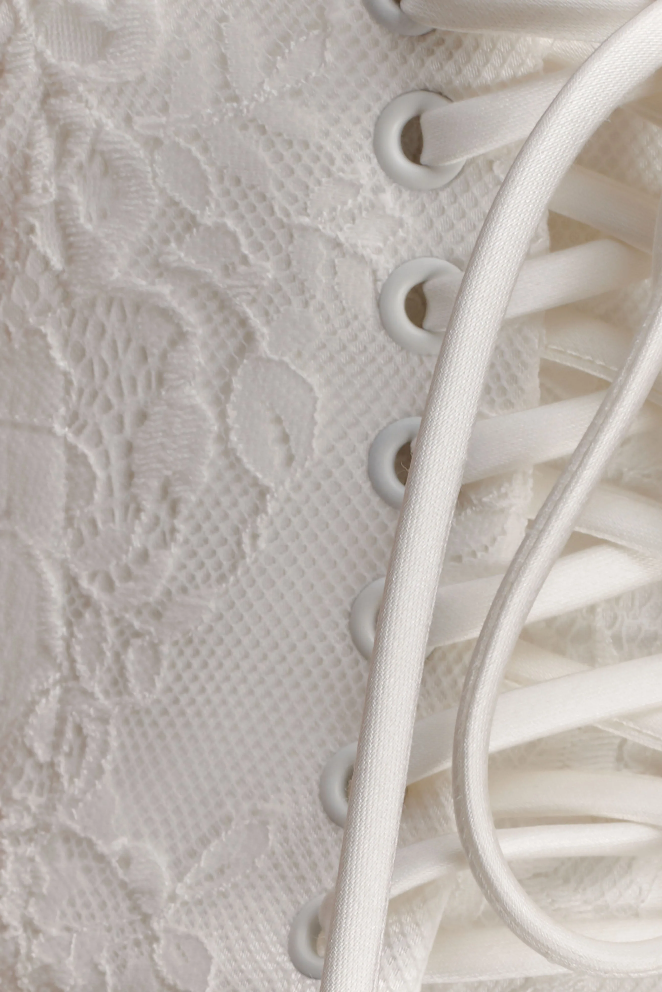 Camille Beaded Satin And Lace Corset Top - Ivory - Image 4