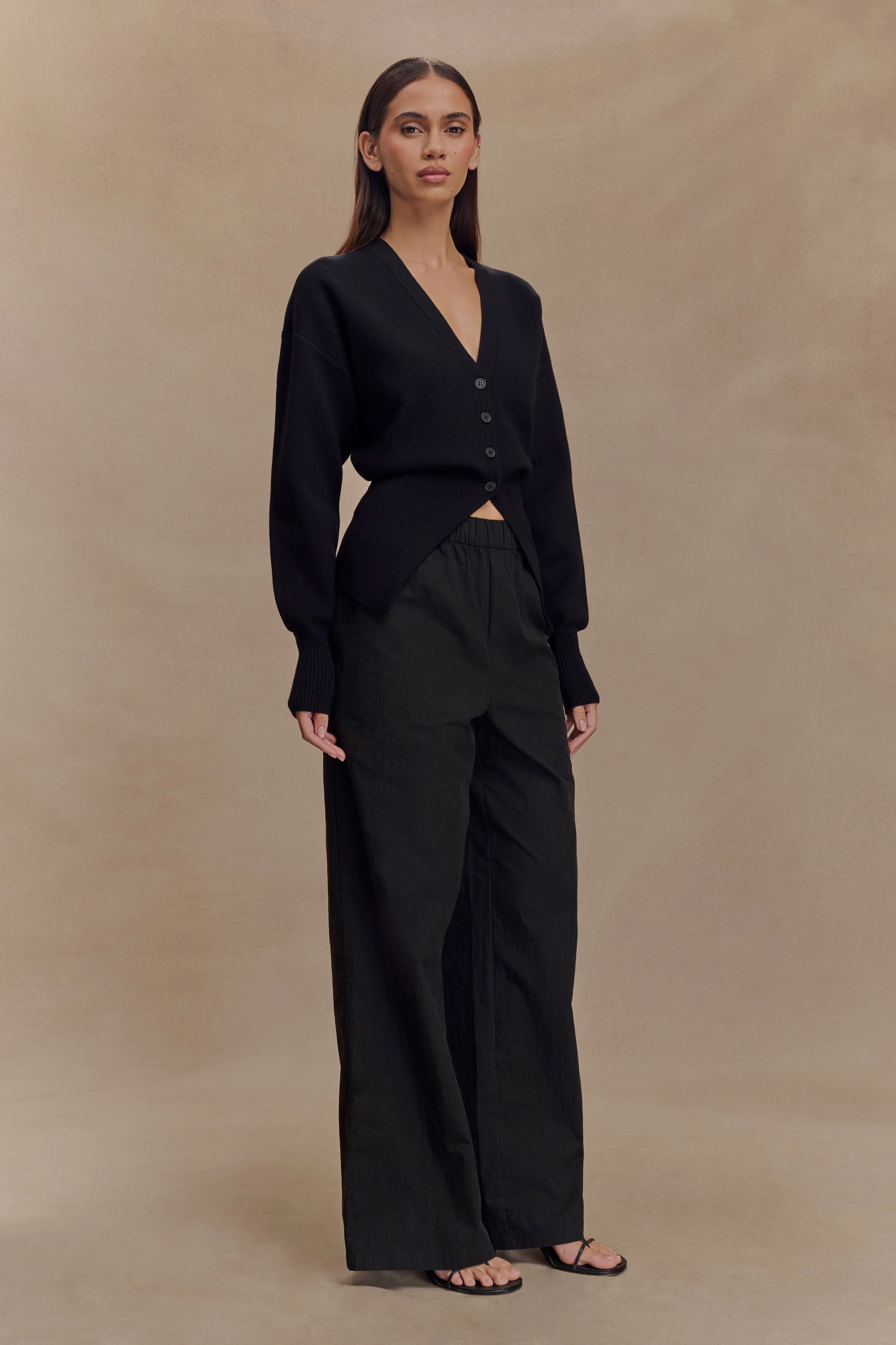 Campbell Cotton Wide Leg Pants - Black - Image 5