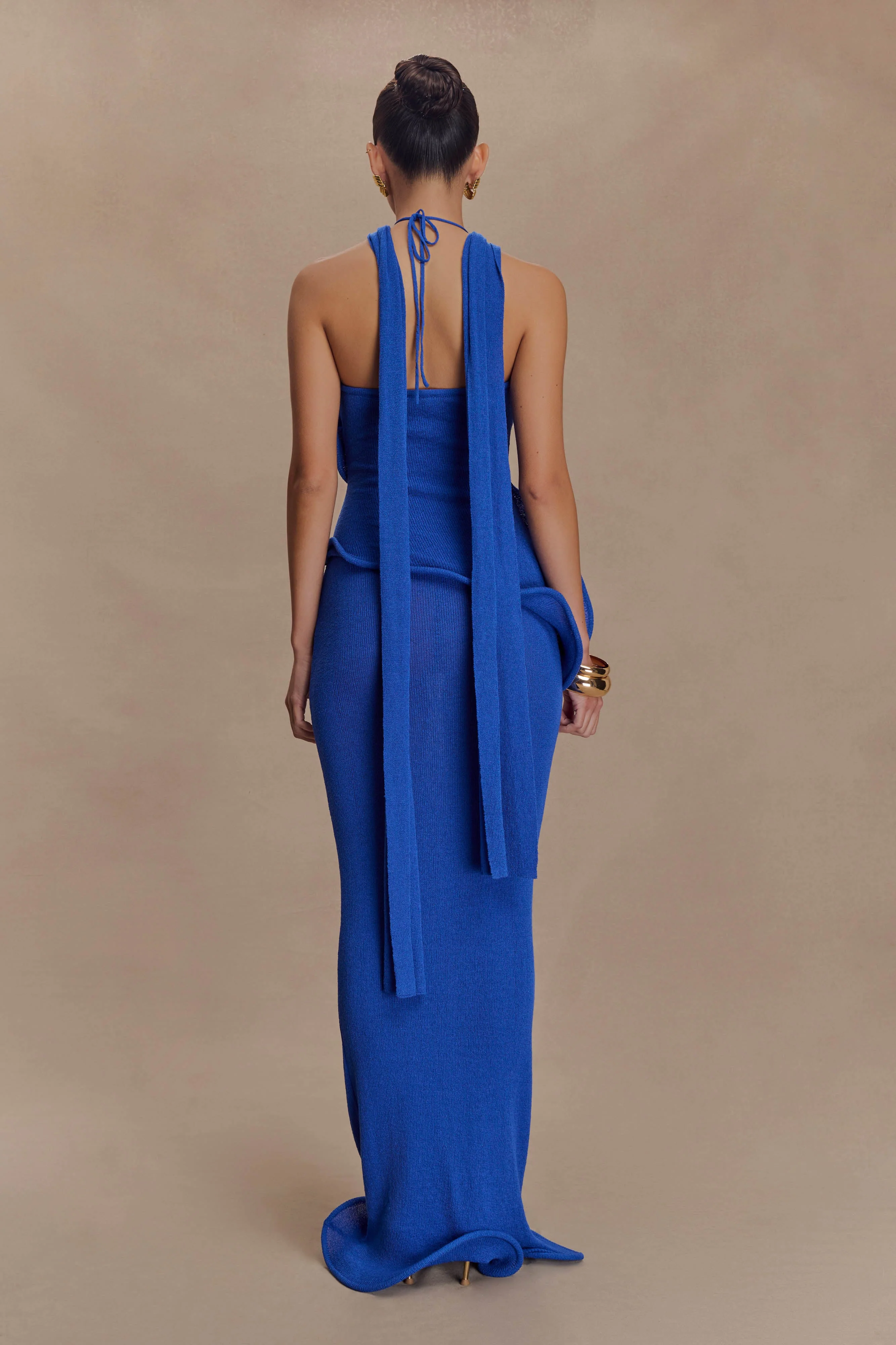 Caprice Halter Knit Maxi Dress - Cobalt - Image 2