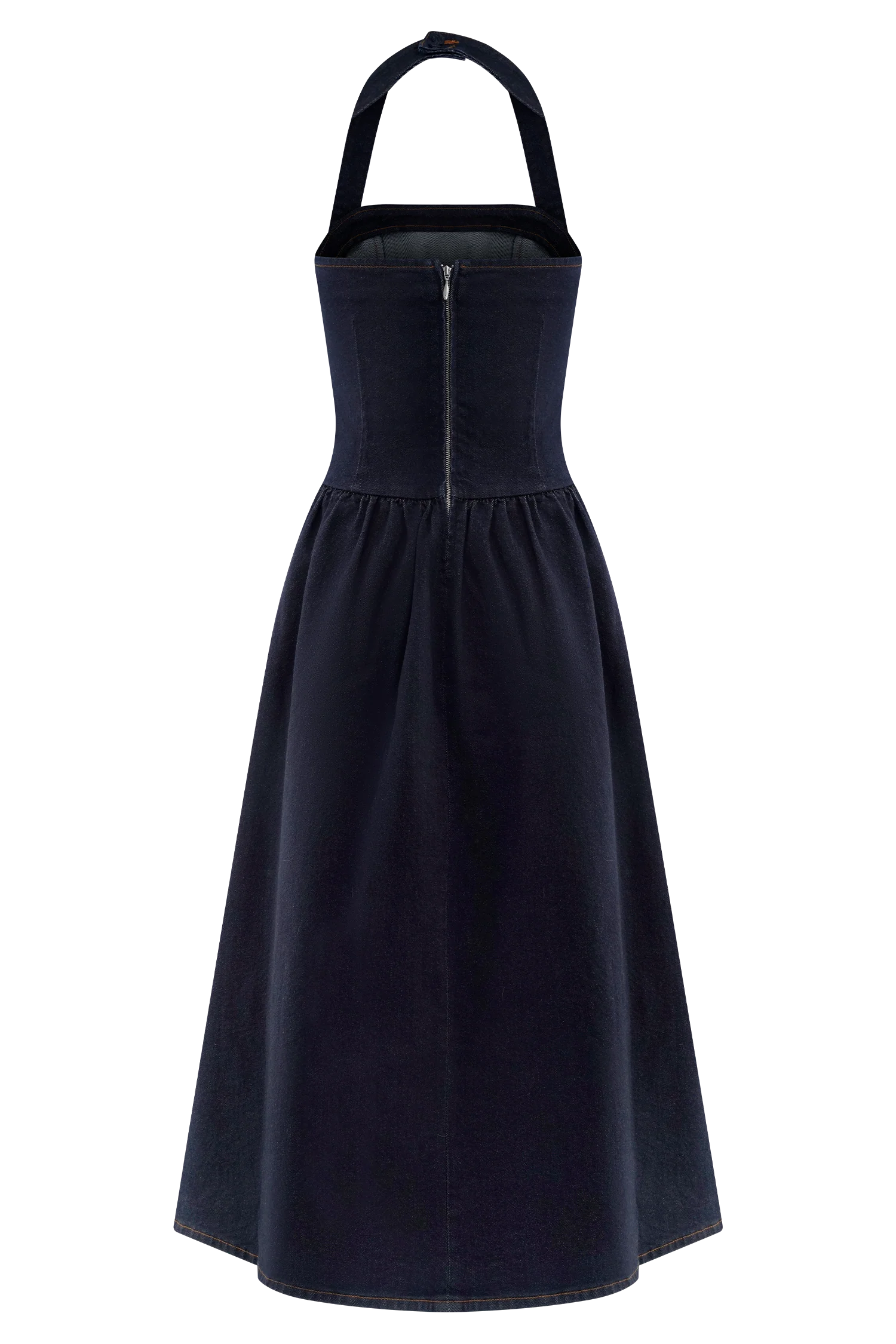 Caroline Denim Halter Midi Dress - Indigo Blue - Image 7