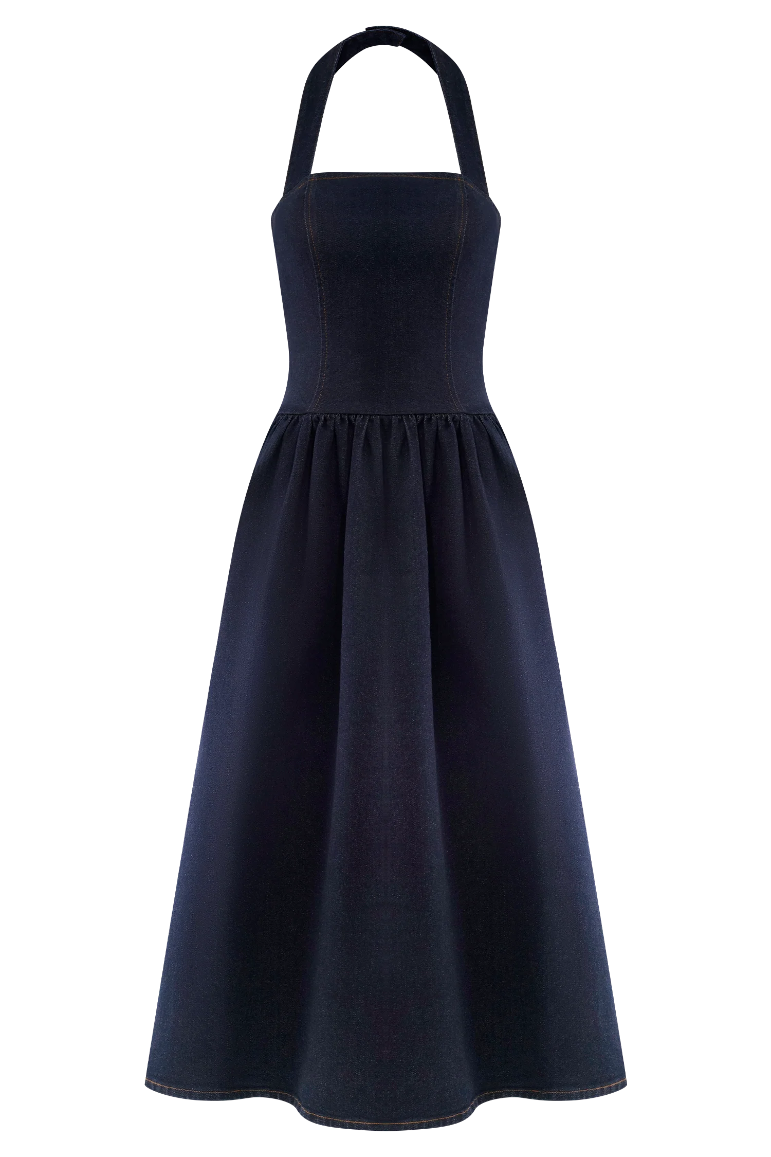 Caroline Denim Halter Midi Dress - Indigo Blue - Image 8