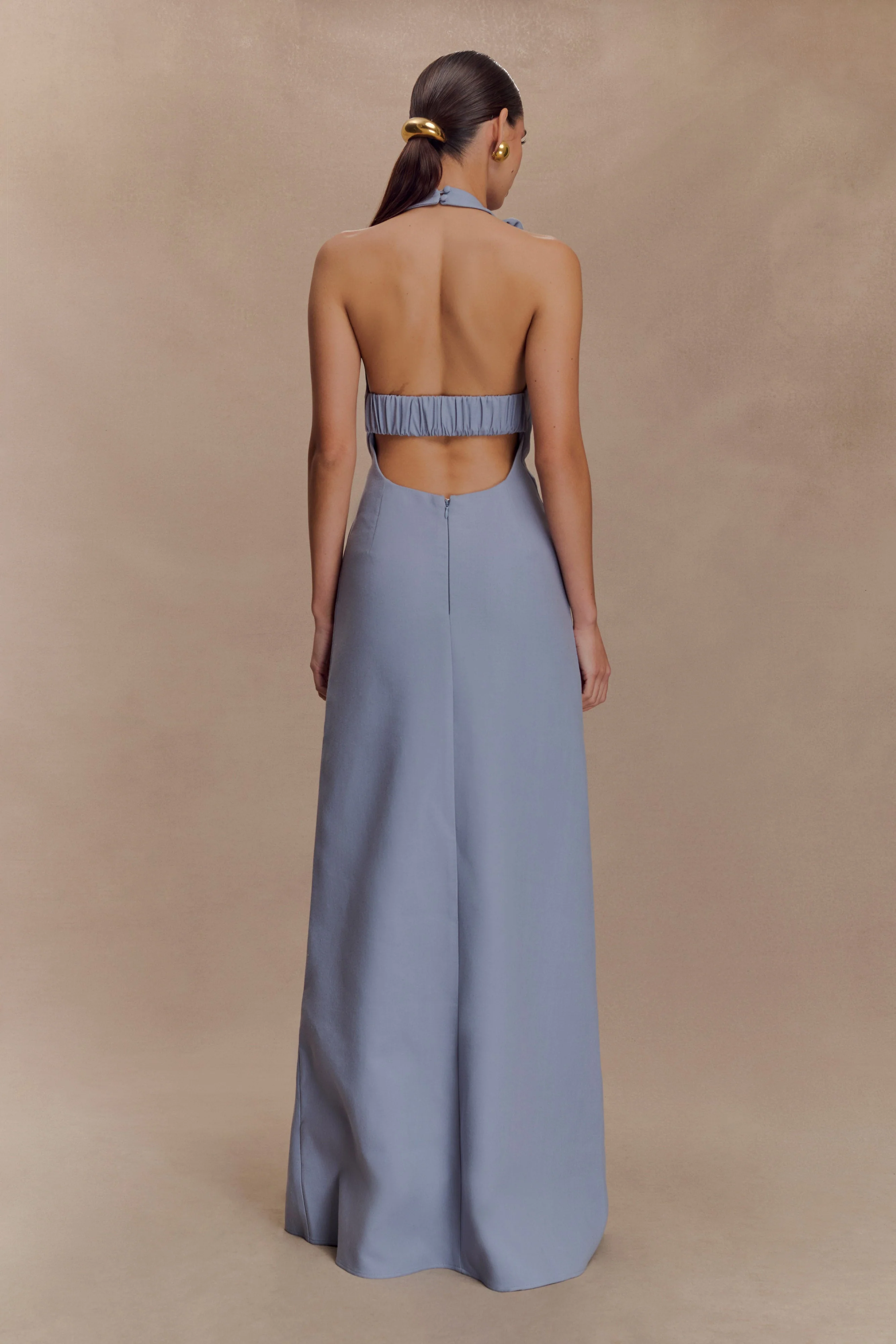 Carolyn Linen Bubble Maxi Dress - Misty Blue - Image 2