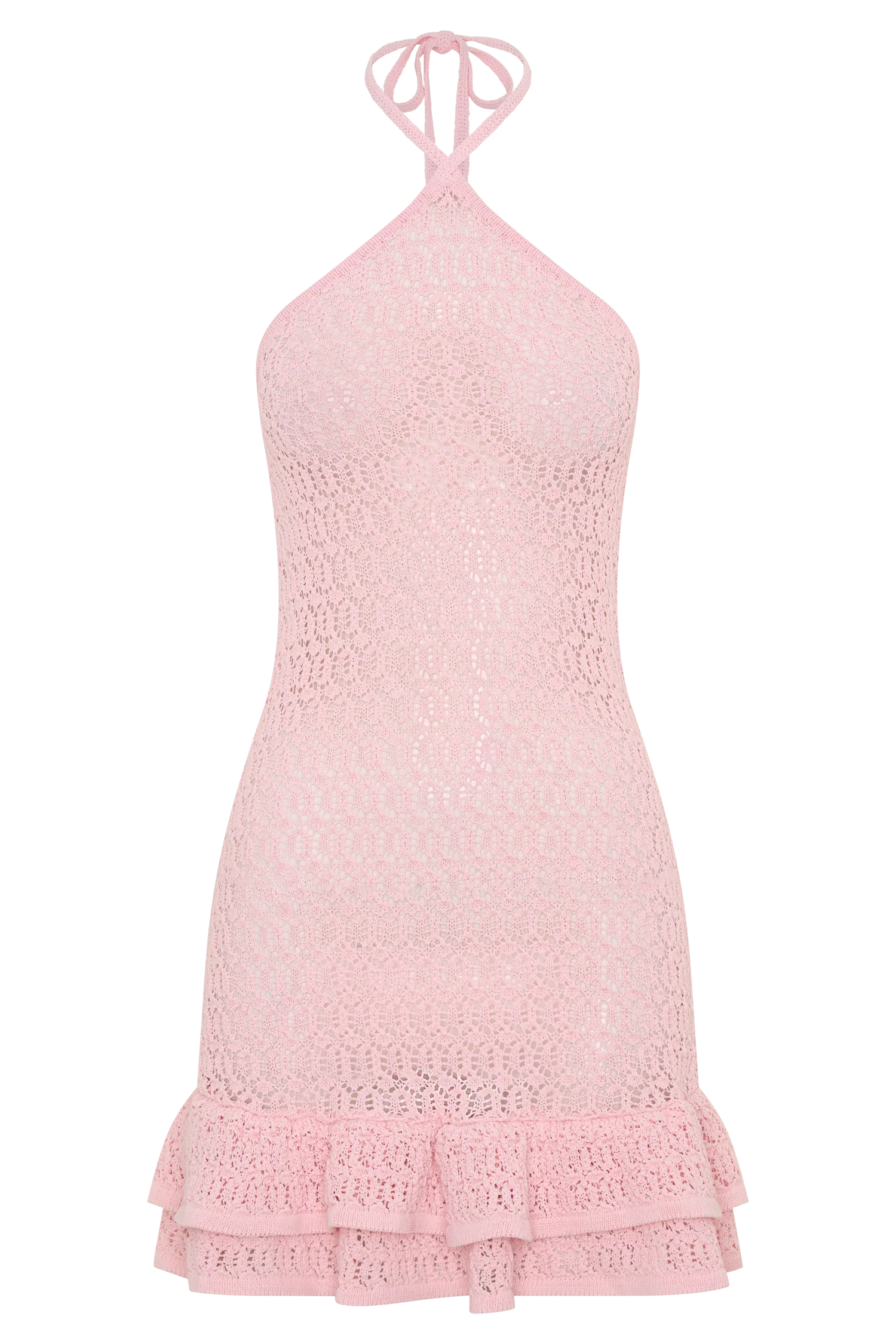 Carrisa Crochet Knit Mini Dress - Baby Pink - Image 7