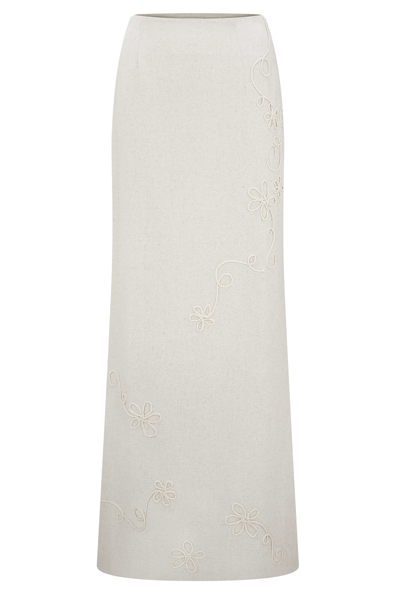 Casey Linen Embroidered Maxi Skirt - Natural - Image 8