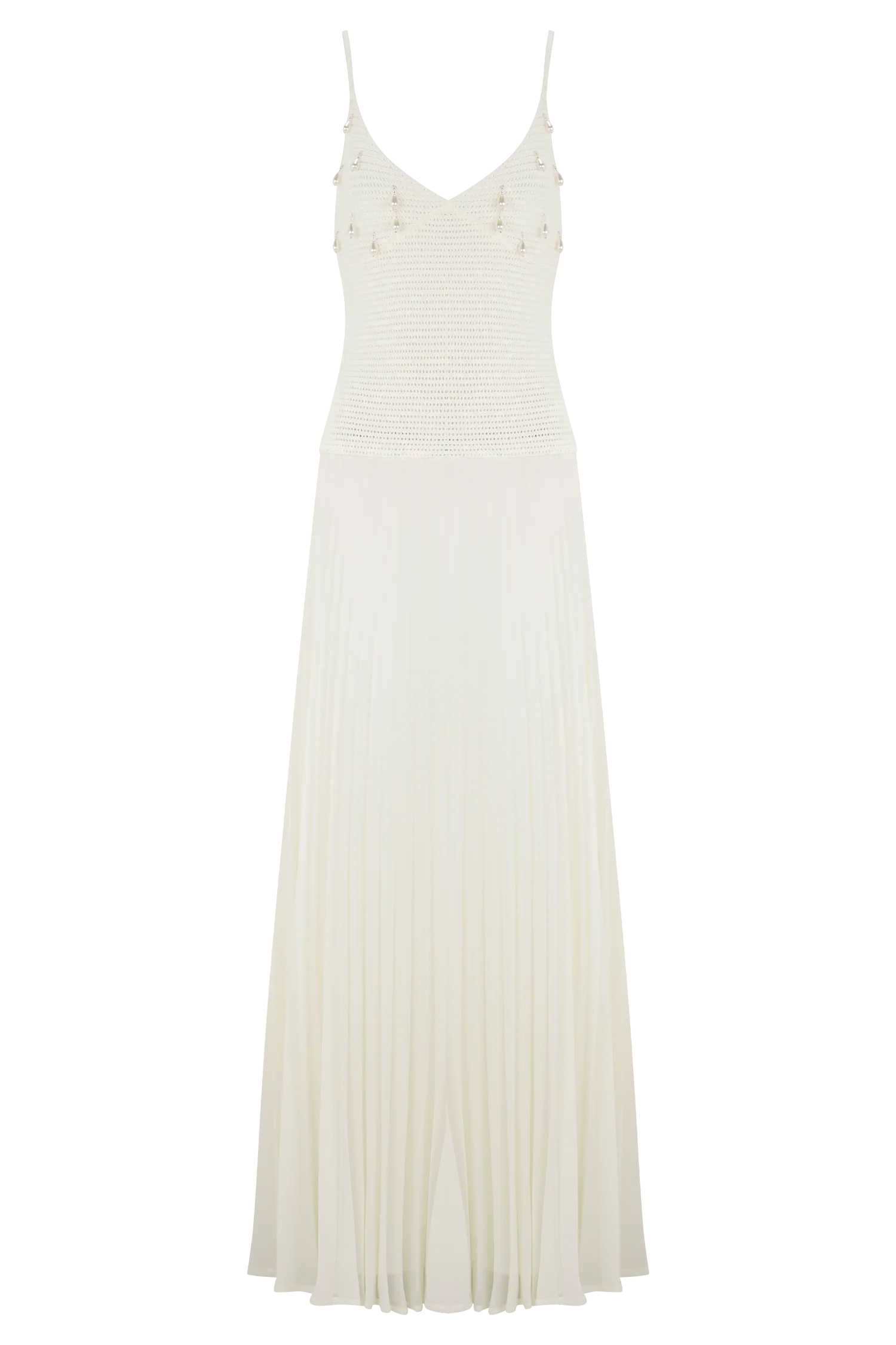 Catherine Crochet Pearl Maxi Dress - White - Image 7