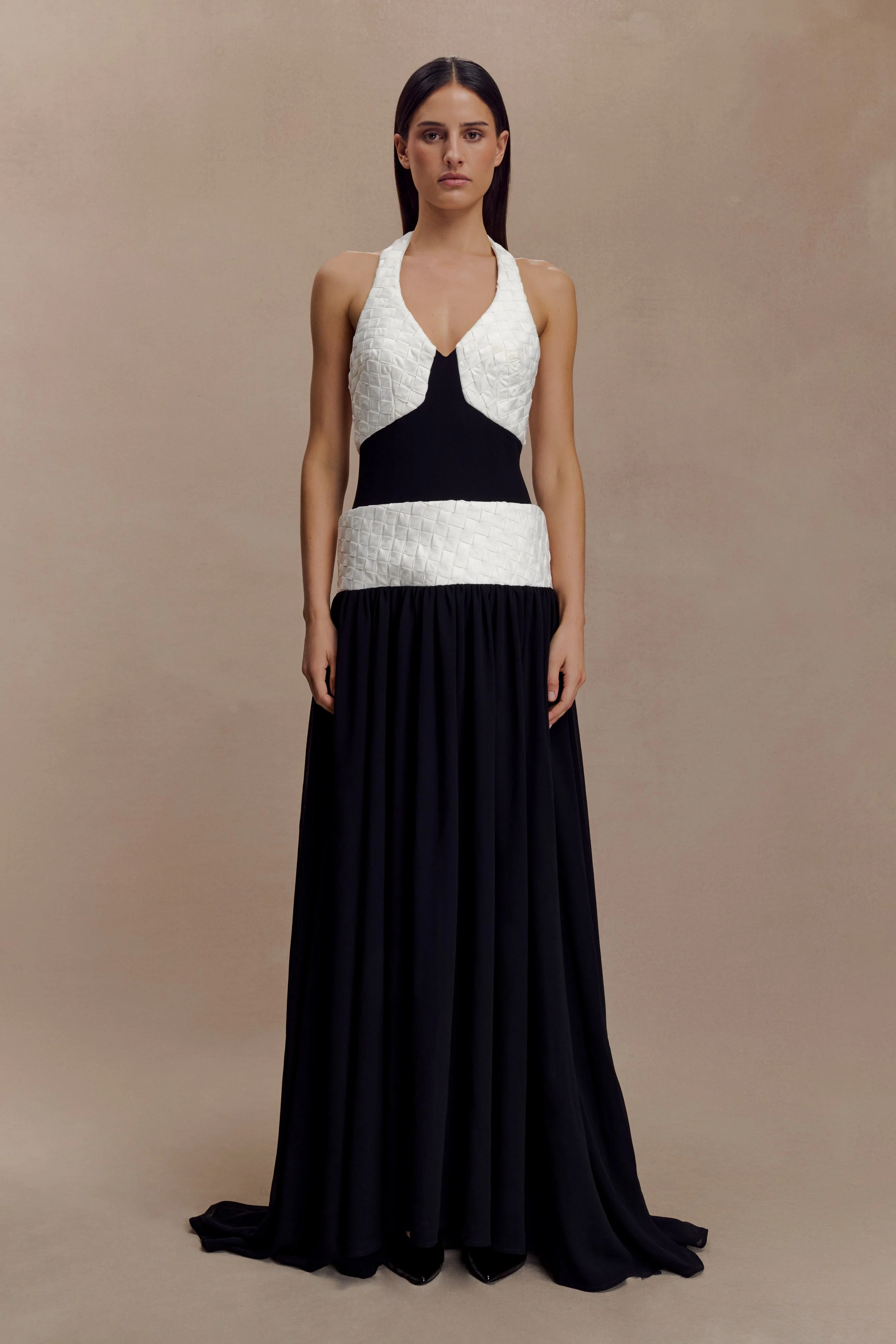 Celine Chiffon Maxi Dress - Black/White - Image 2