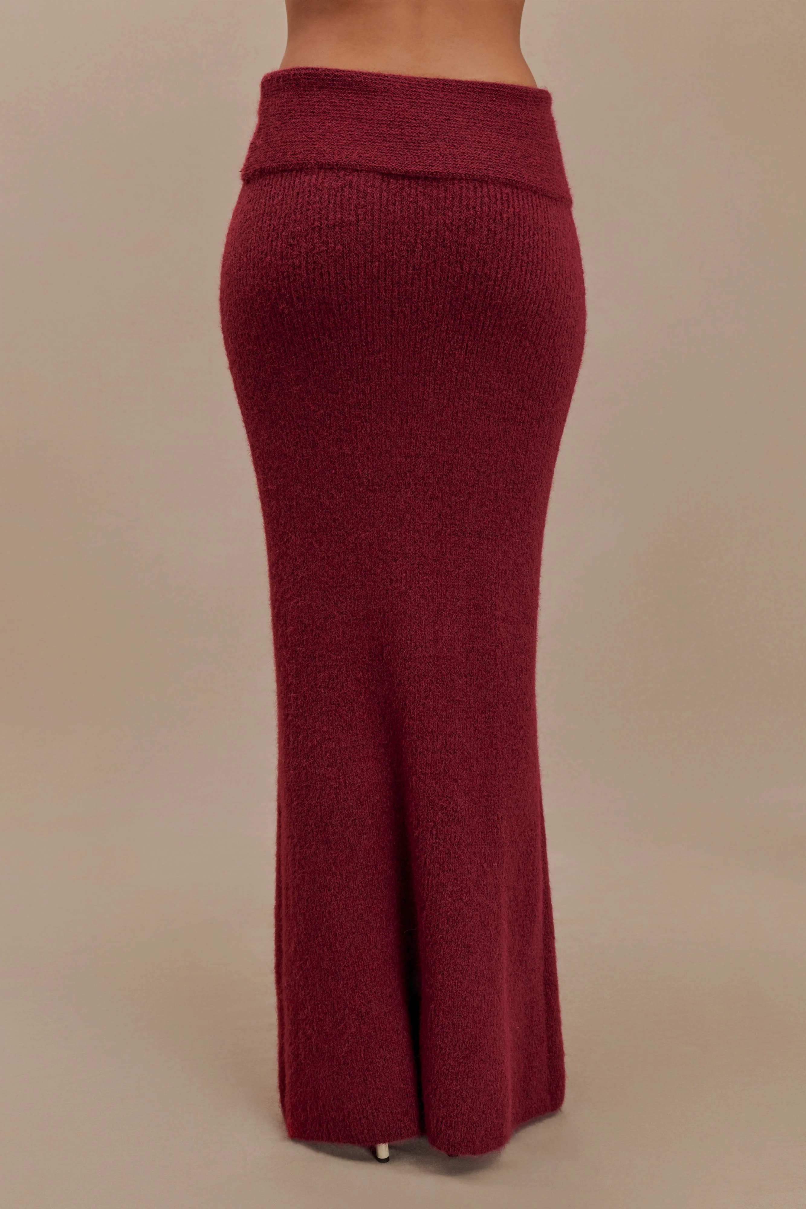 Charlotte Knit Maxi Skirt With Overlay - Merlot - Image 6