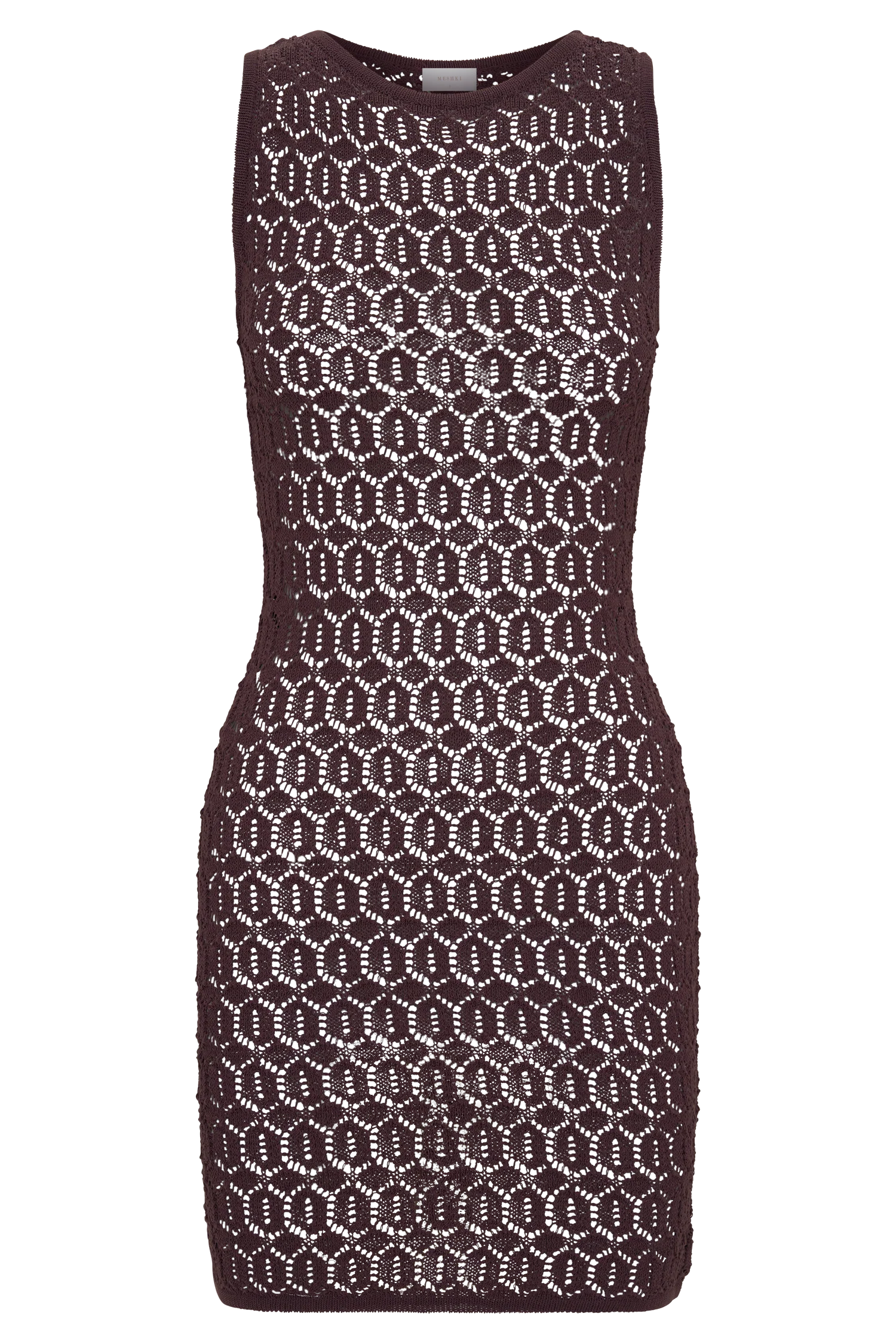Cherly Knit Crochet Mini Dress - Chocolate - Image 7