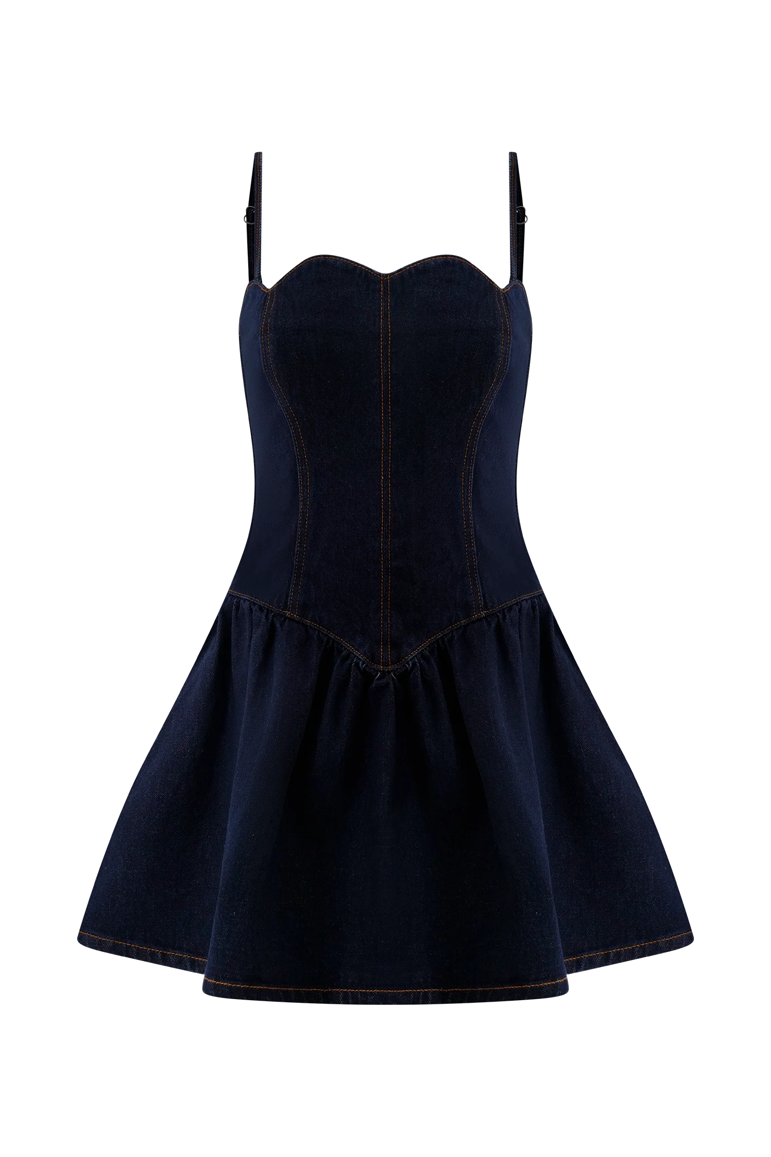 Cheyenne Scallop Denim Mini Dress - Indigo Blue - Image 10