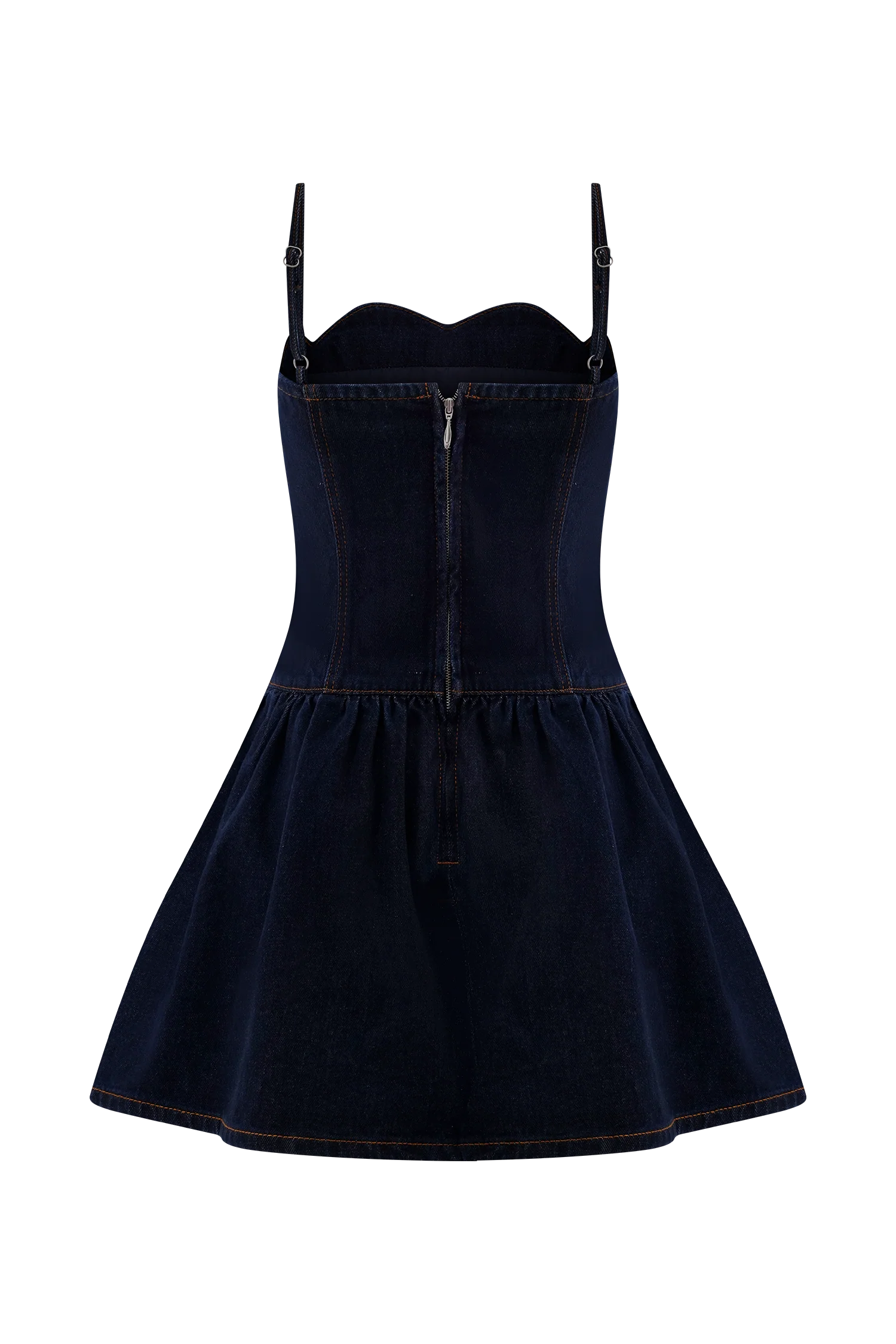 Cheyenne Scallop Denim Mini Dress - Indigo Blue - Image 9